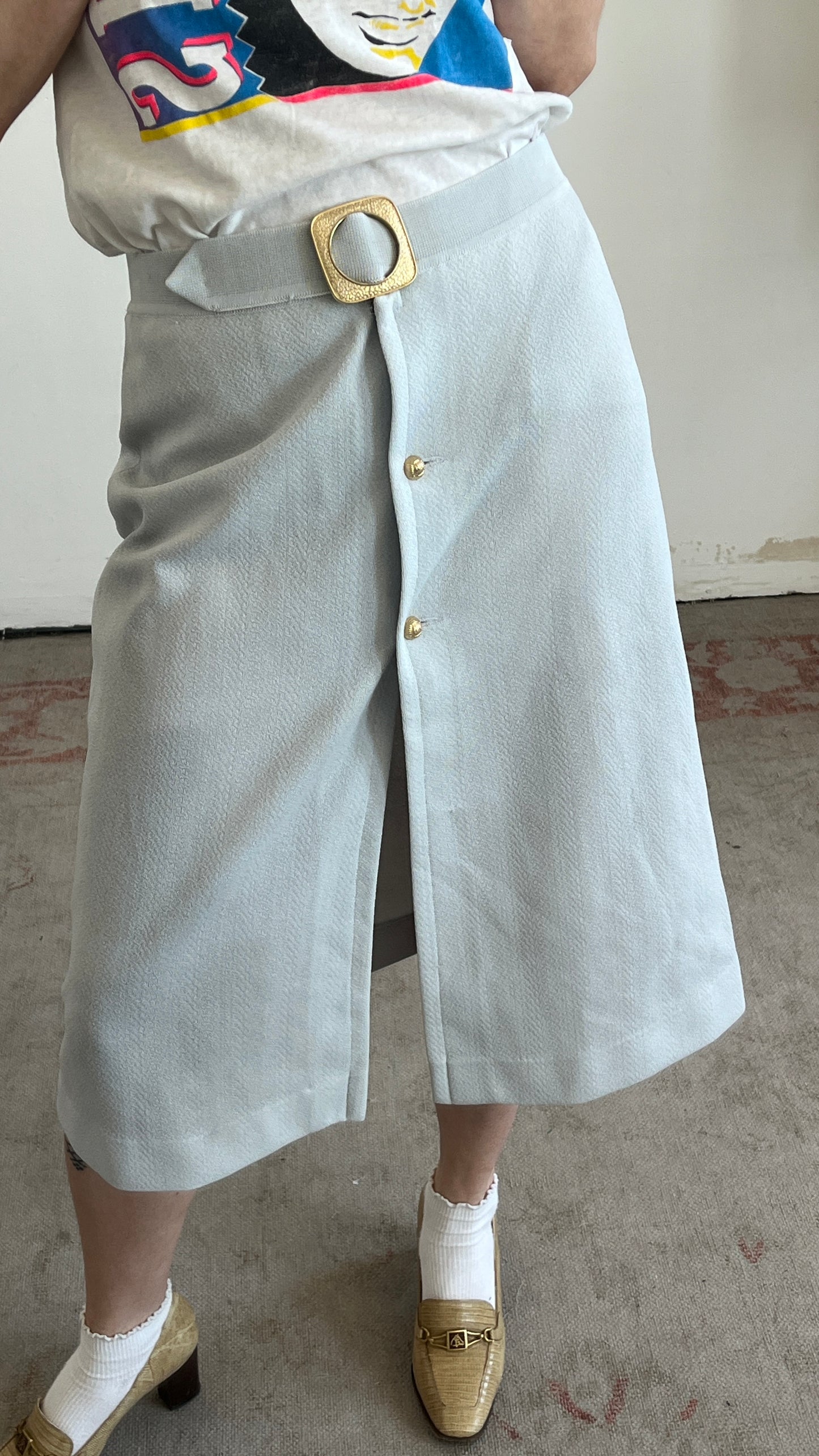 Light Blue Skirt With a Buckle