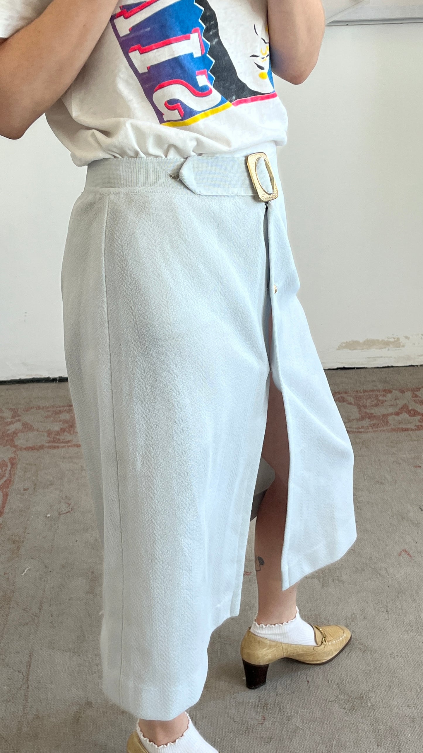 Light Blue Skirt With a Buckle
