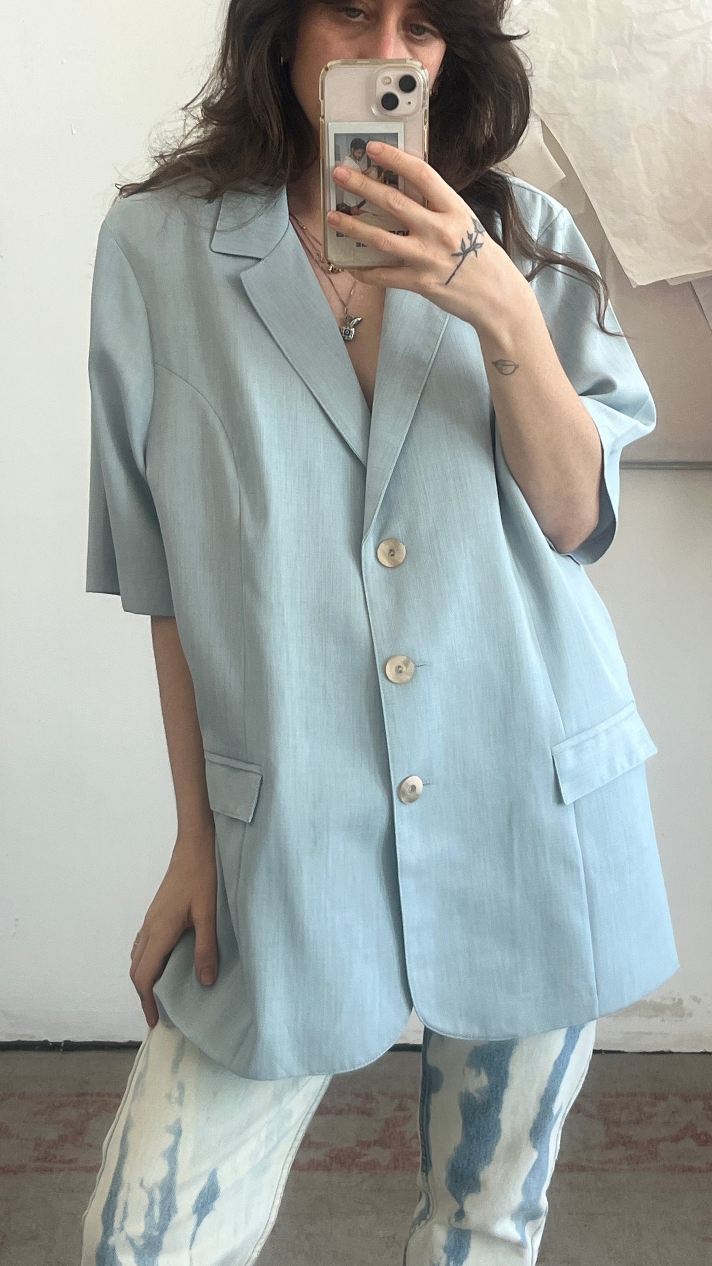 Light Blue Short-Sleeve Jacket