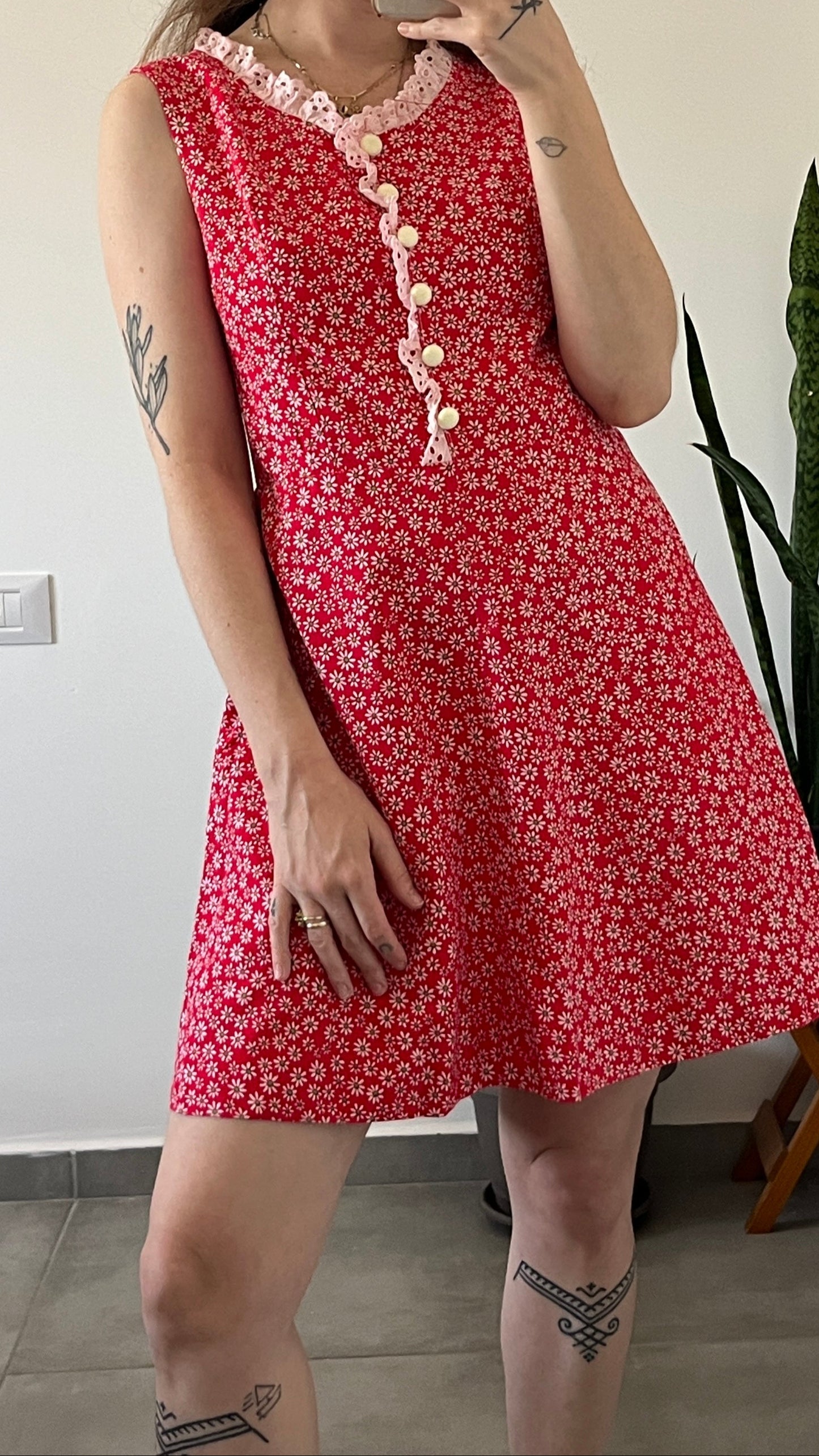 1970s Floral Mini Dress