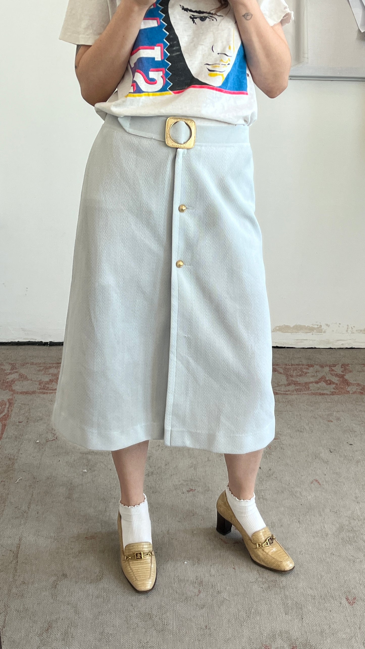 Light Blue Skirt With a Buckle