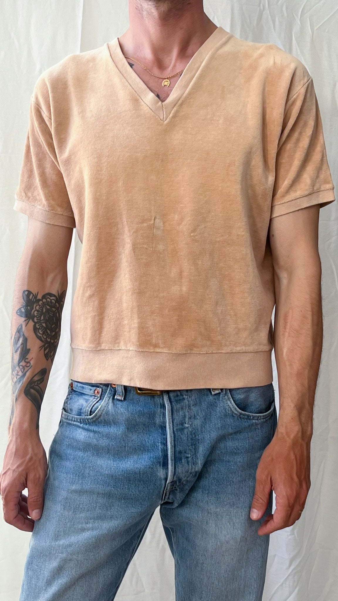 Light Brown Velvet T-Shirt 70s