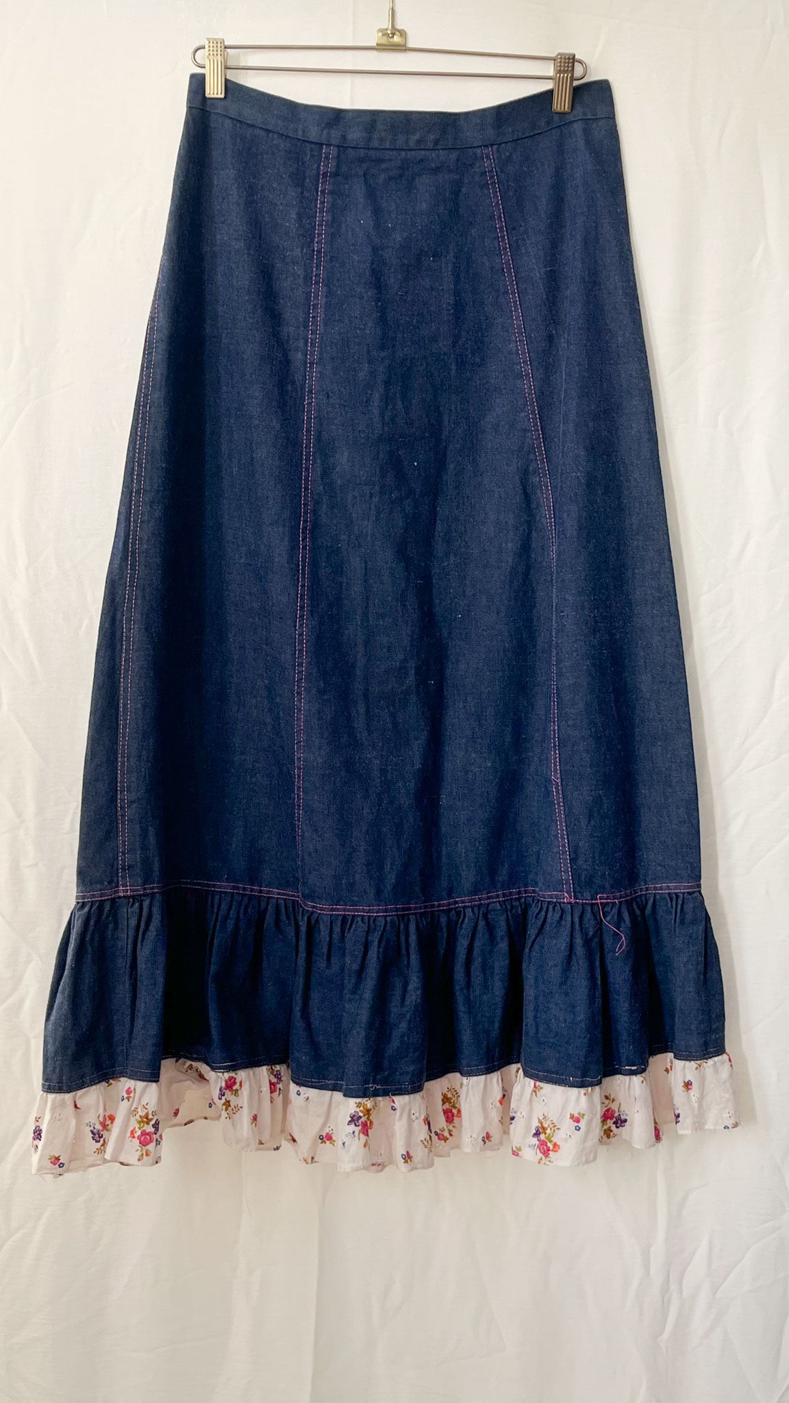 Maskit Haifa Denim Maxi Skirt with Ruffle