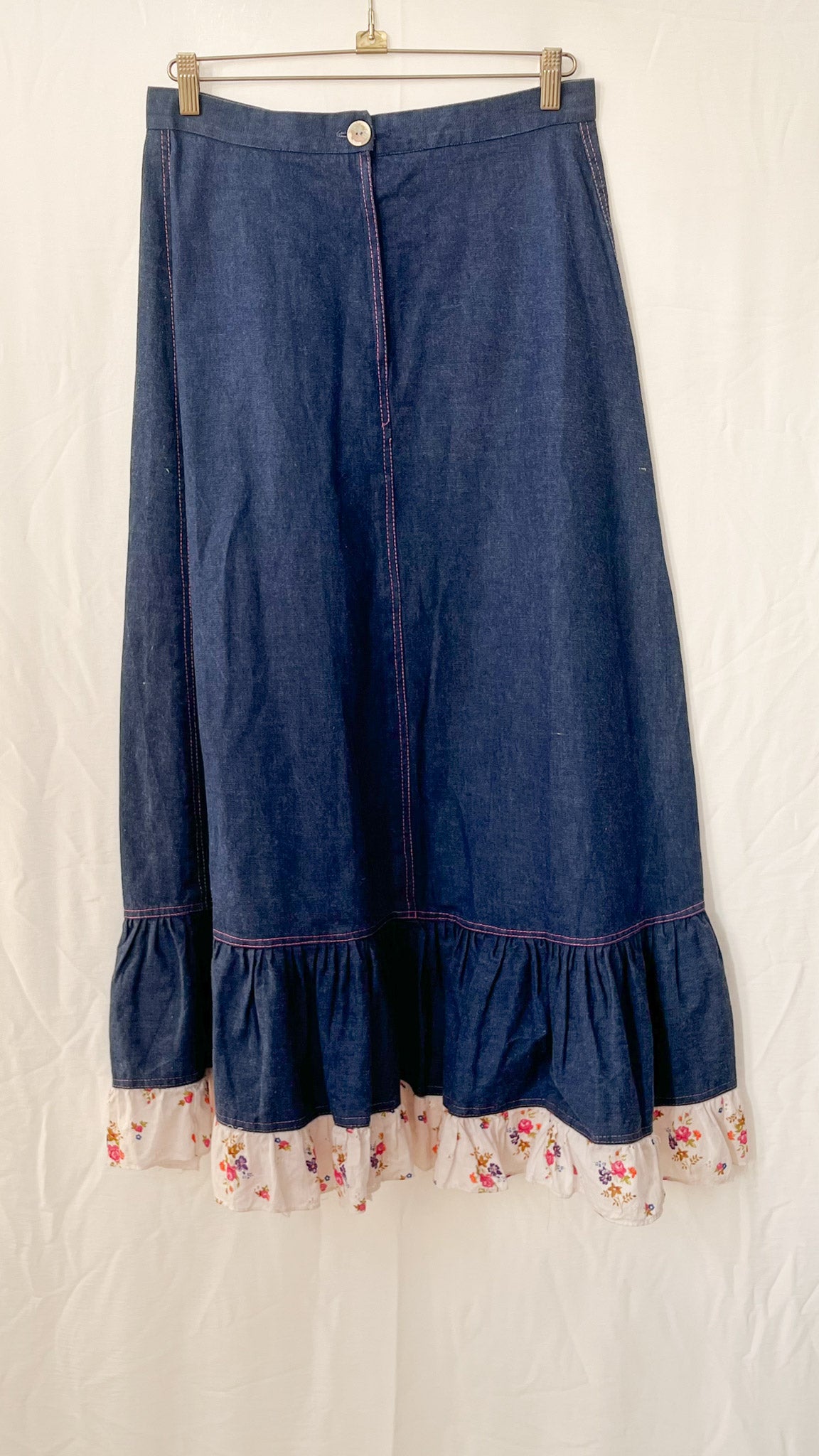Maskit Haifa Denim Maxi Skirt with Ruffle
