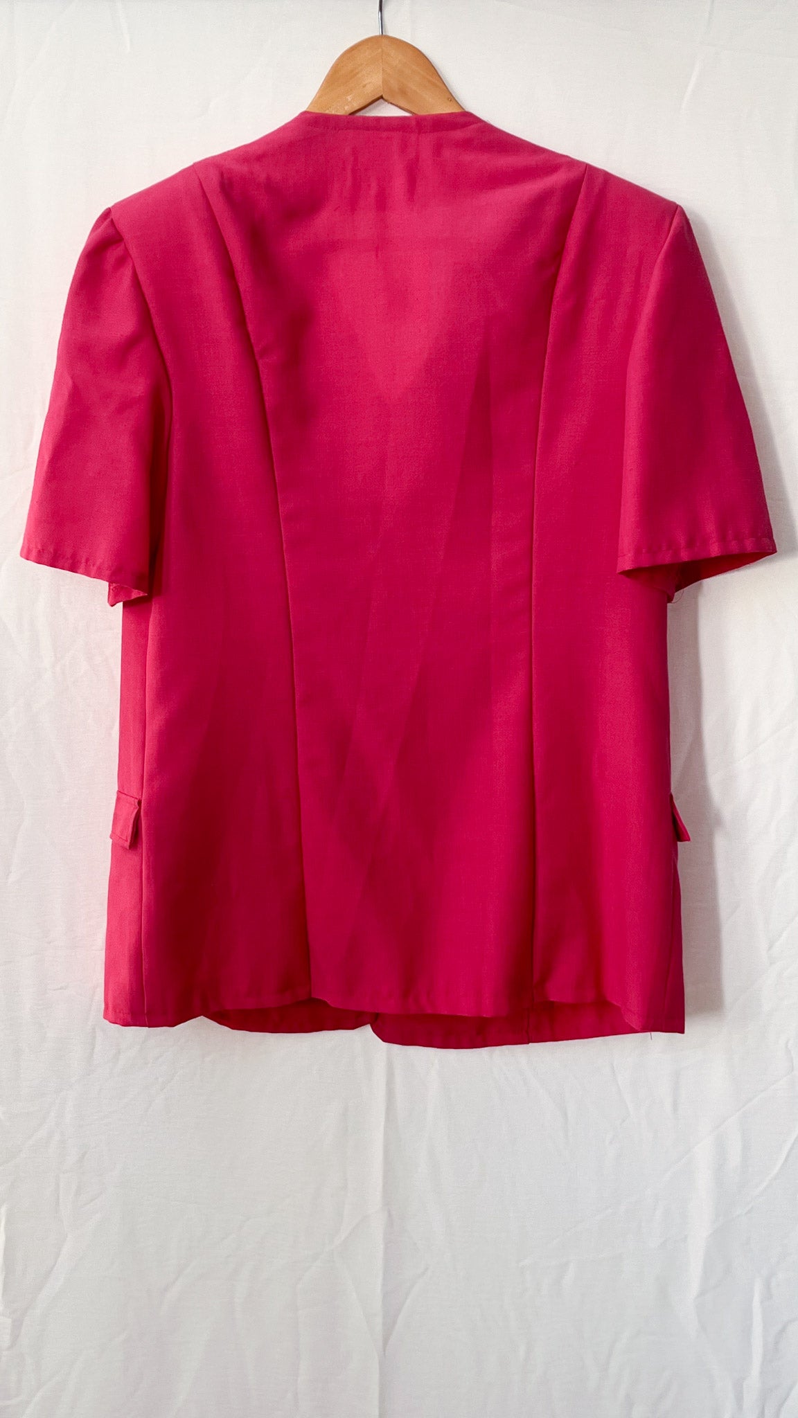 Pink Short Sleeve Jacket and Skirt Set