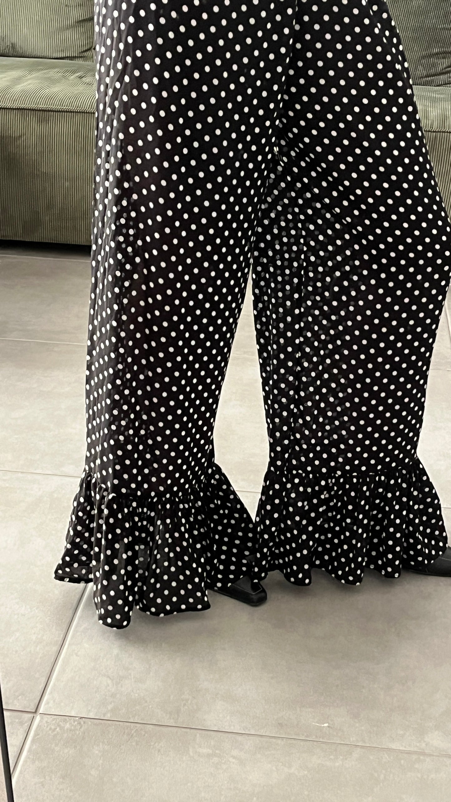 Handmade Polka-Dot Ruffle Pants