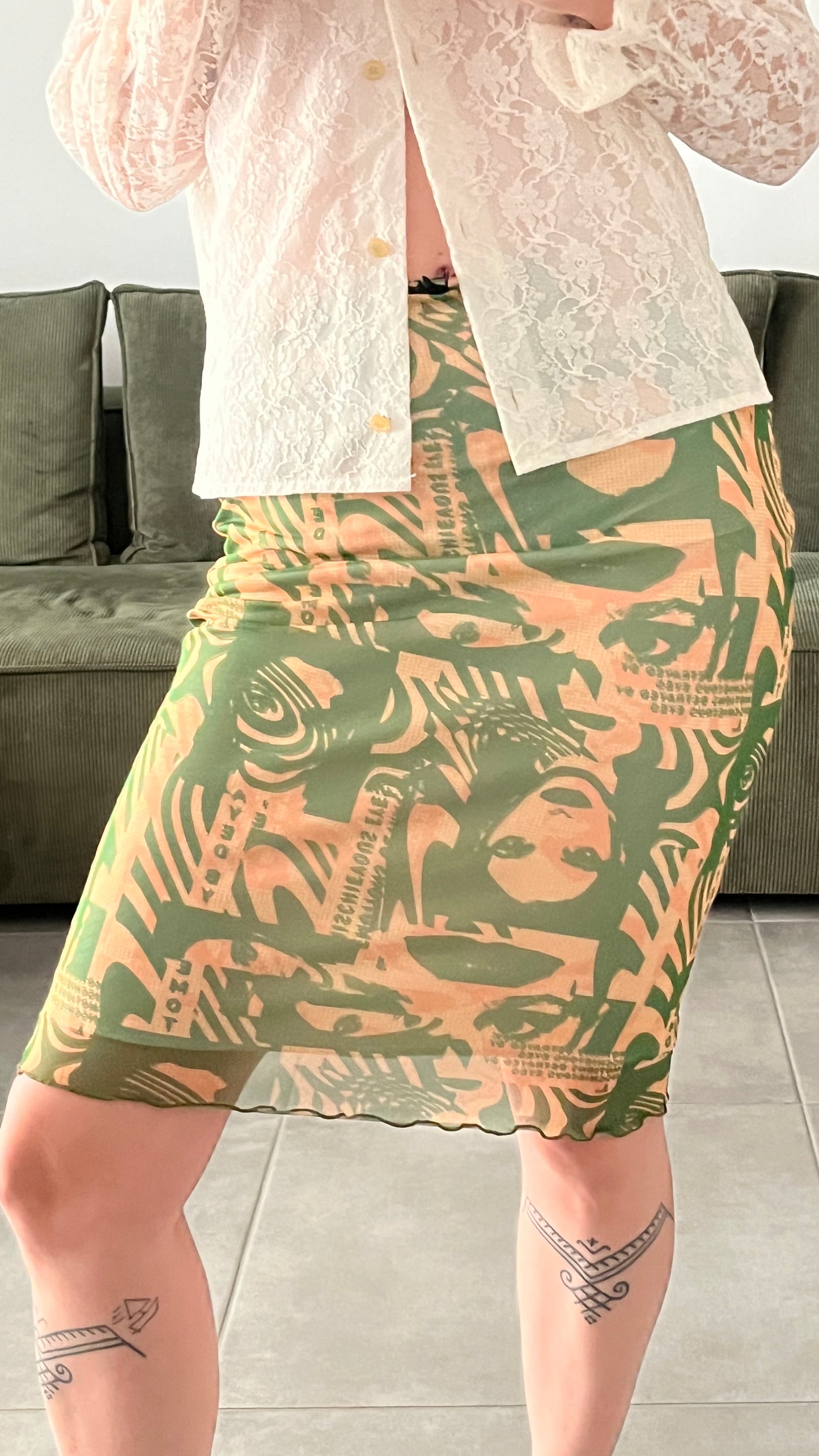 Retro Comic Mesh Skirt