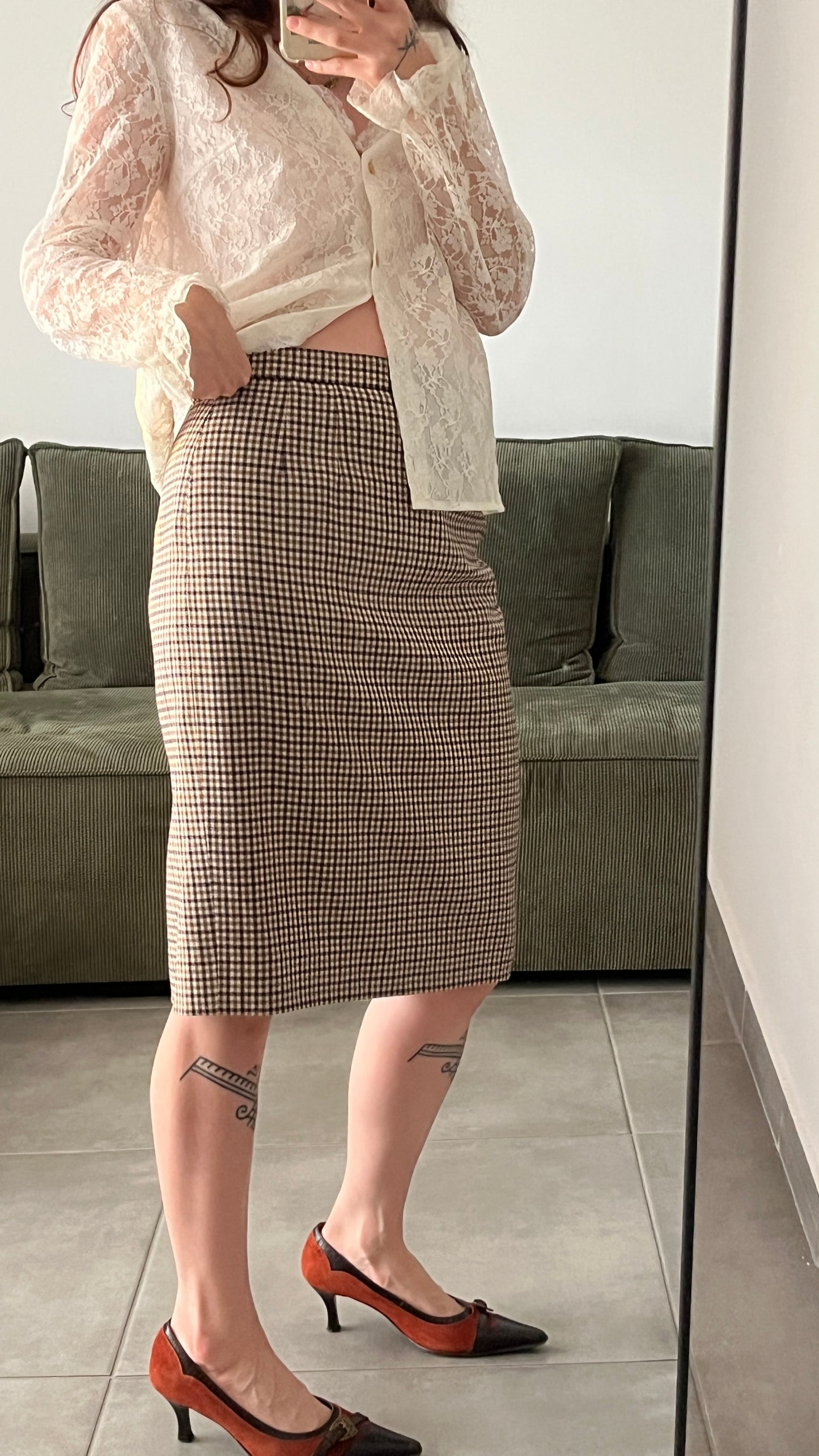 British Wool Pencil Skirt, 70s