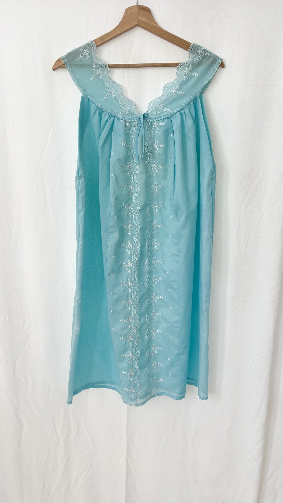 Light Blue Embroidered Nightgown