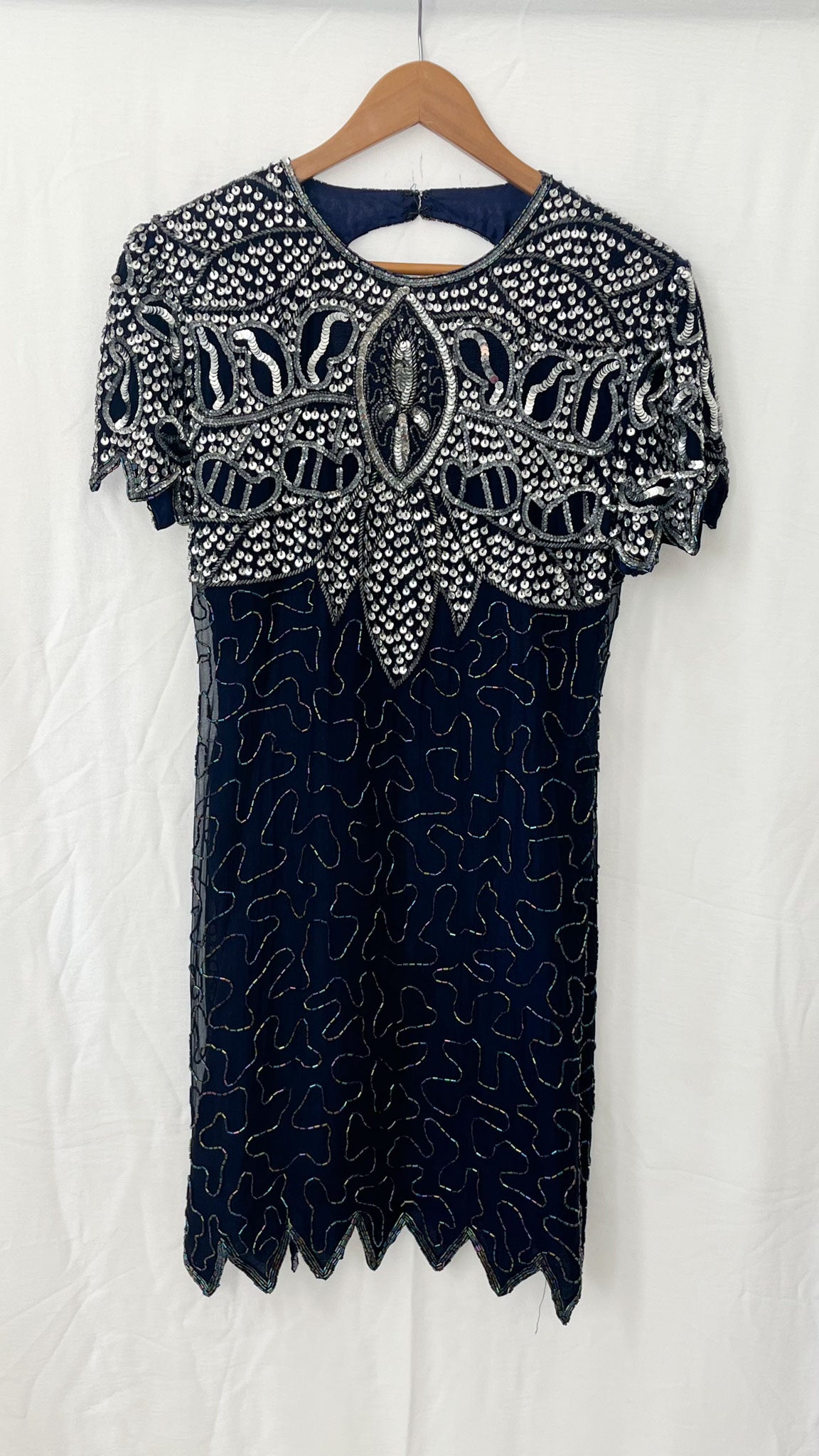 Navy Blue Beaded Dress