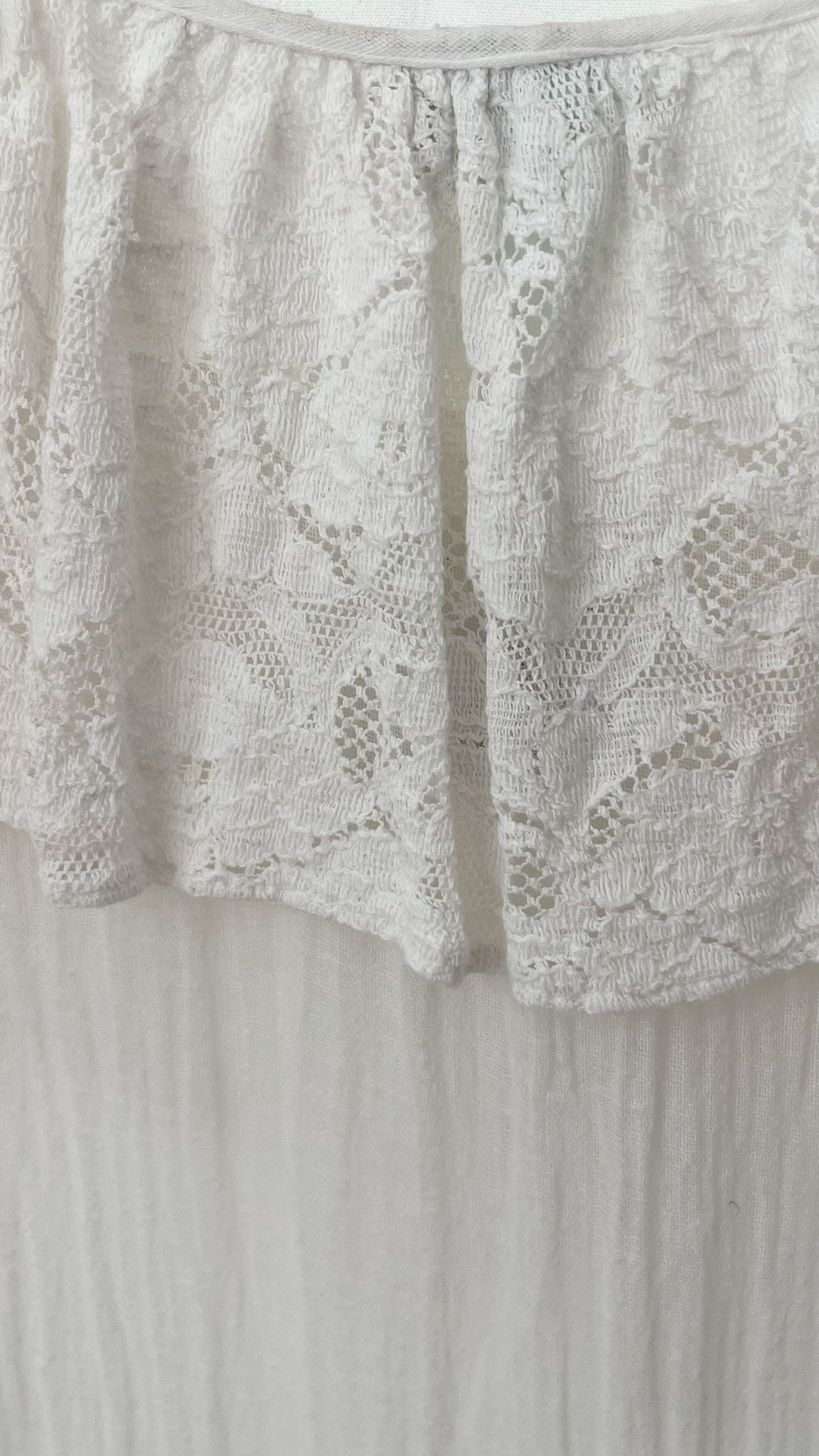 70s White Crochet Dress