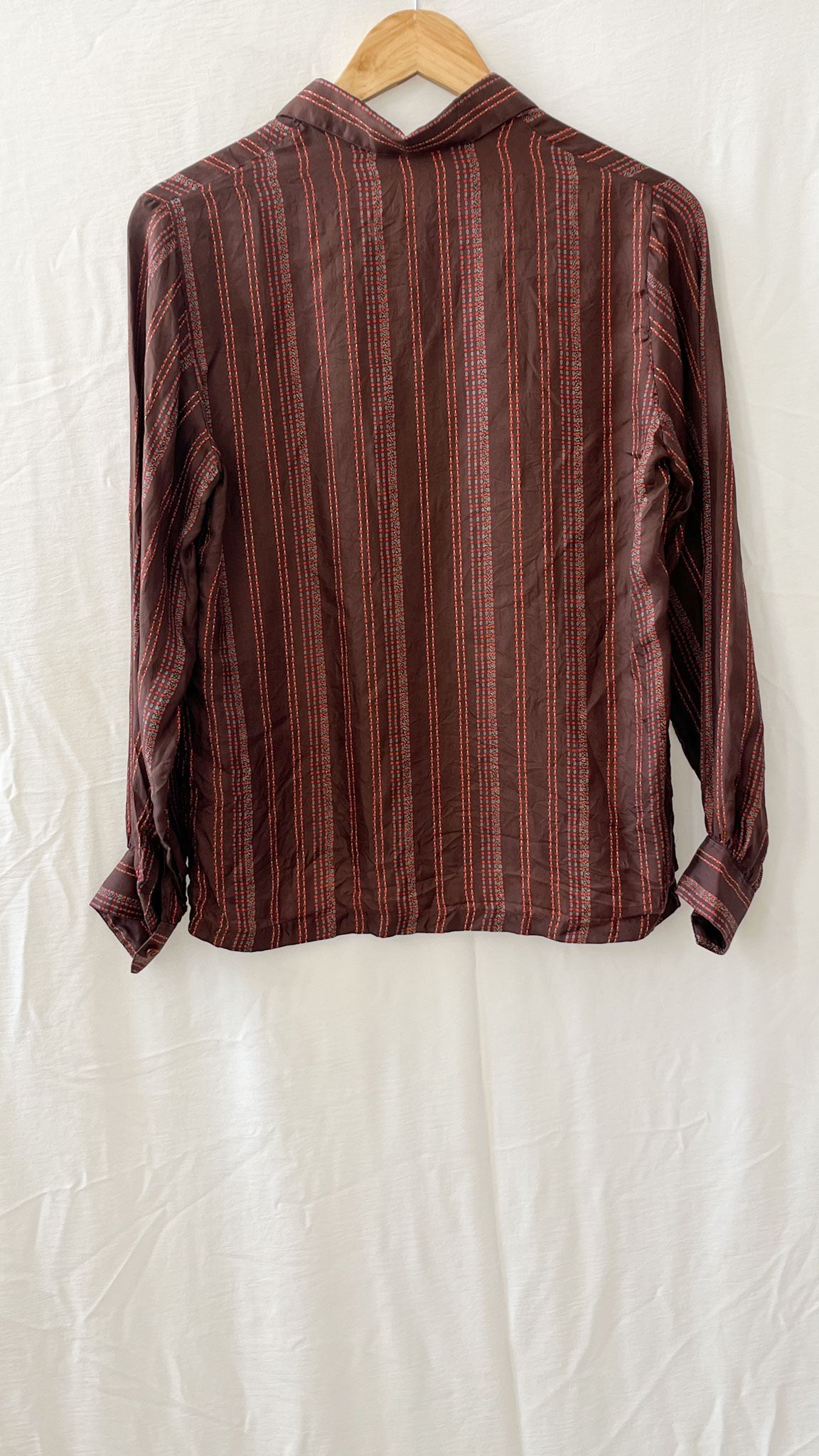 Brown Striped Button-Up Shirt