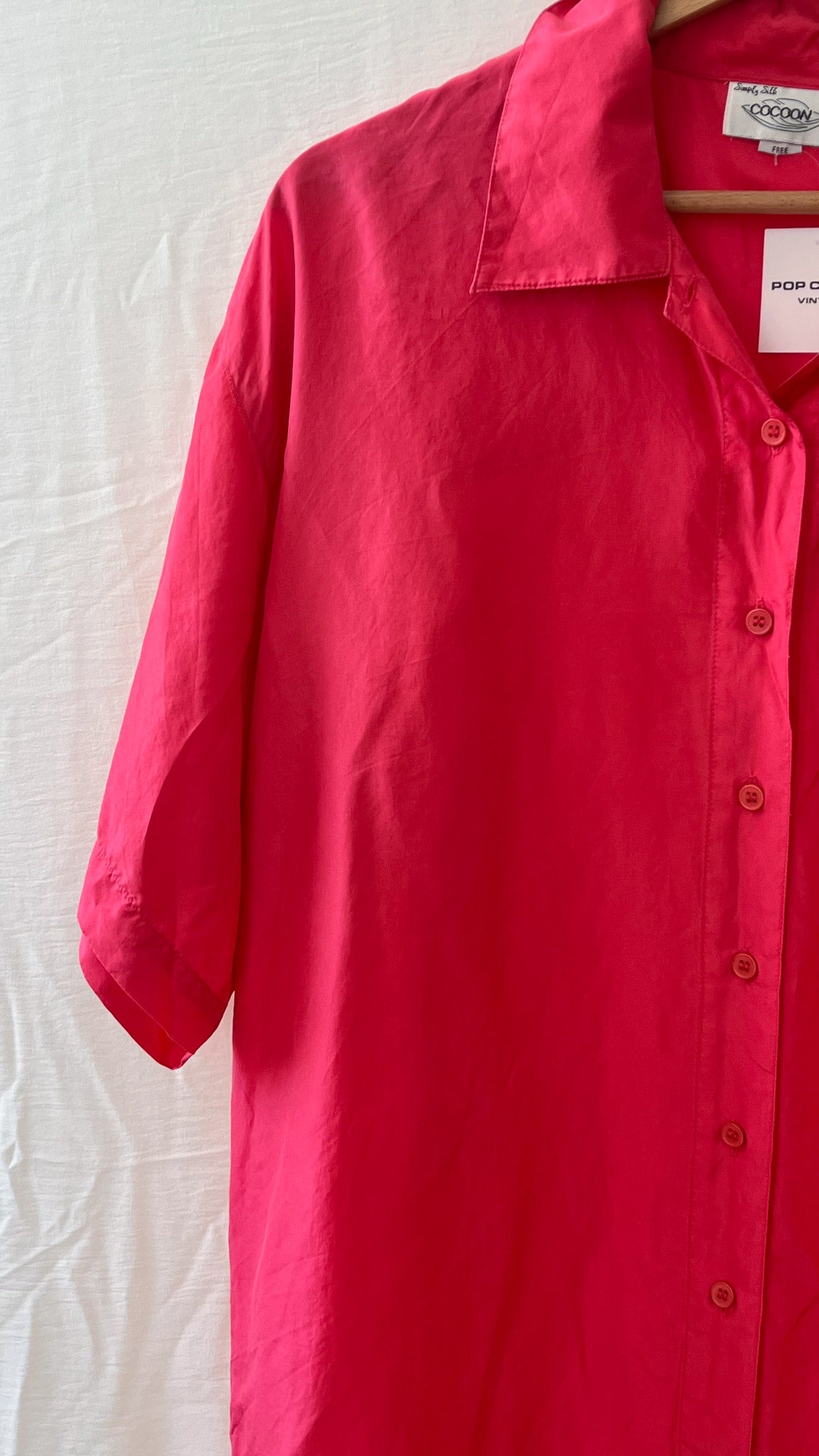 Pink Short-Sleeve Silk Blouse
