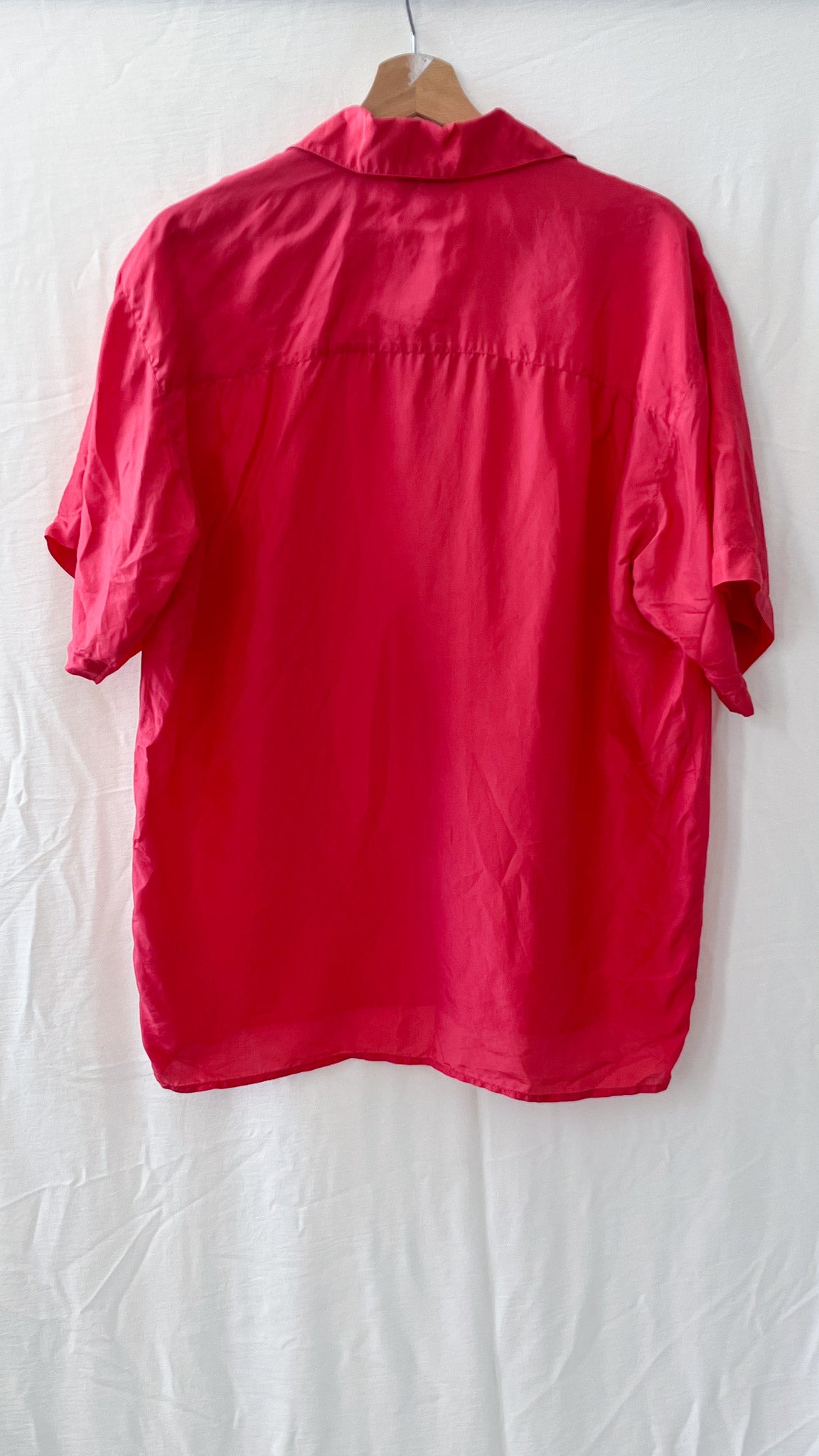 Pink Short-Sleeve Silk Blouse