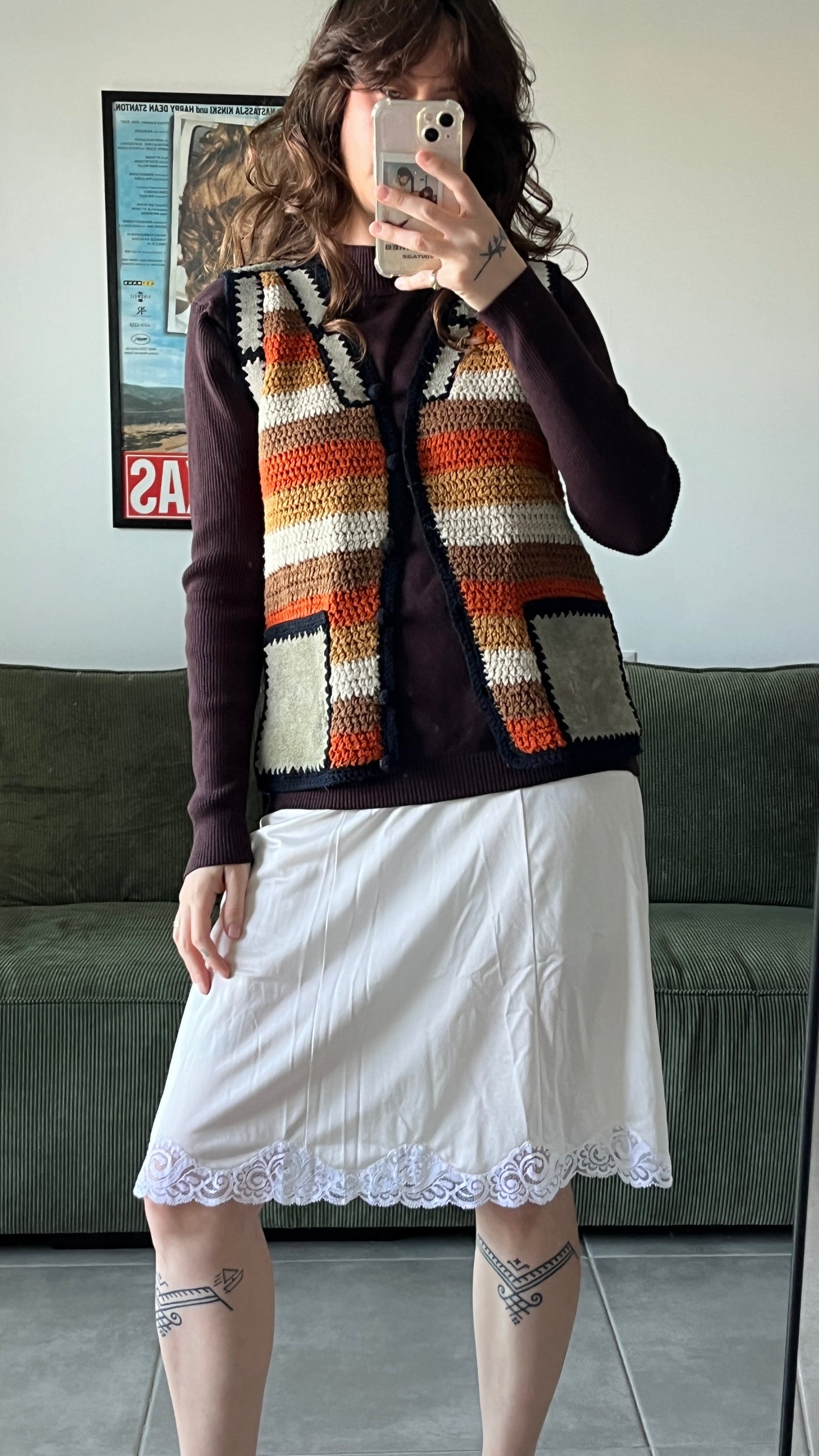 Knit Vest with Suede Pockets