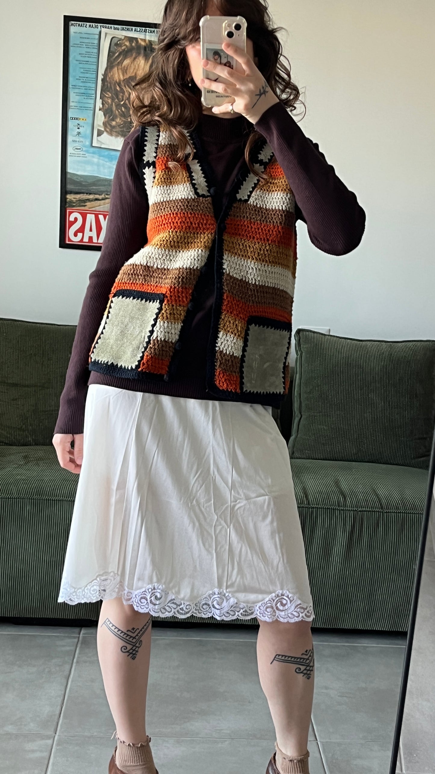 Knit Vest with Suede Pockets