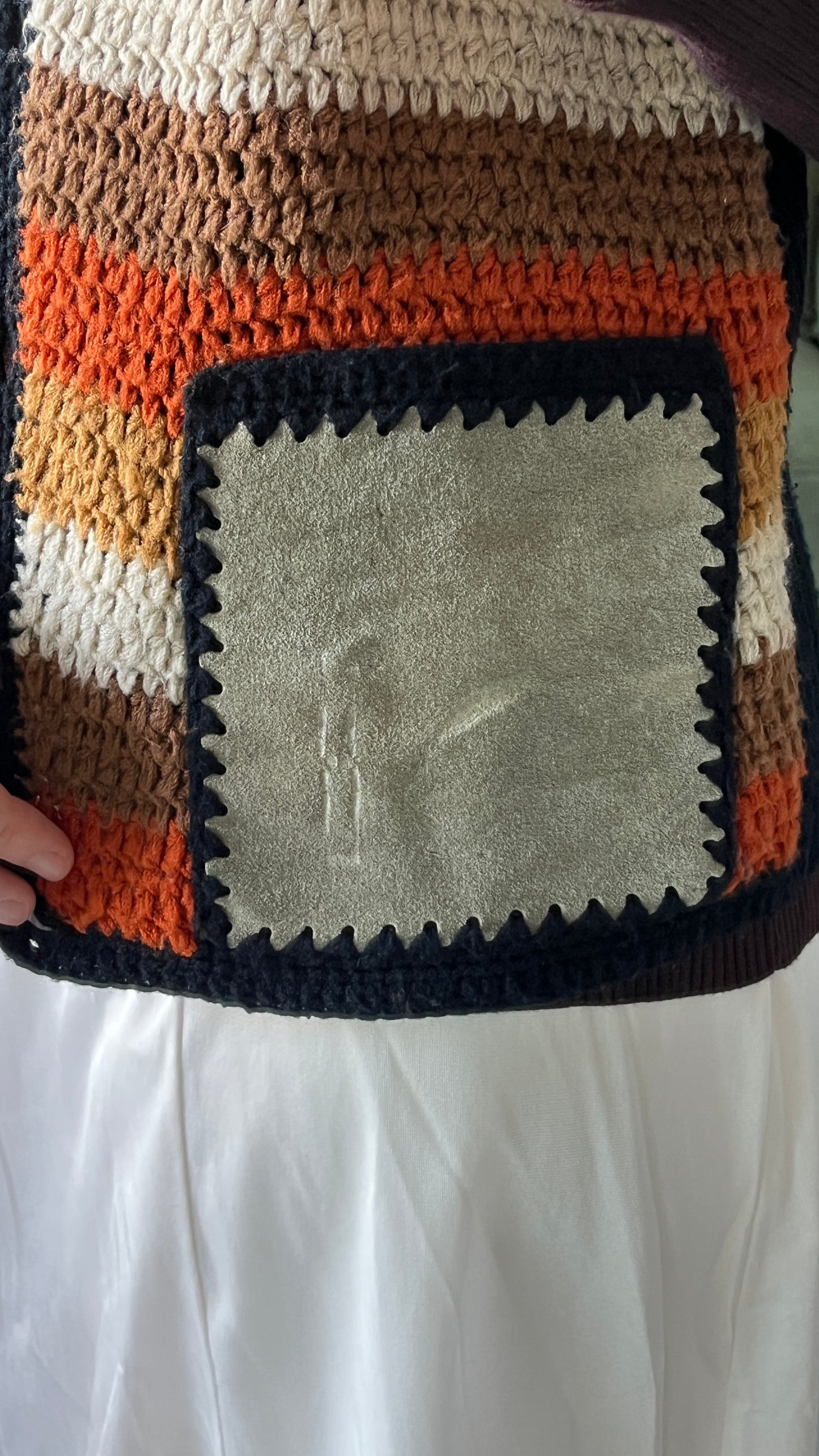 Knit Vest with Suede Pockets