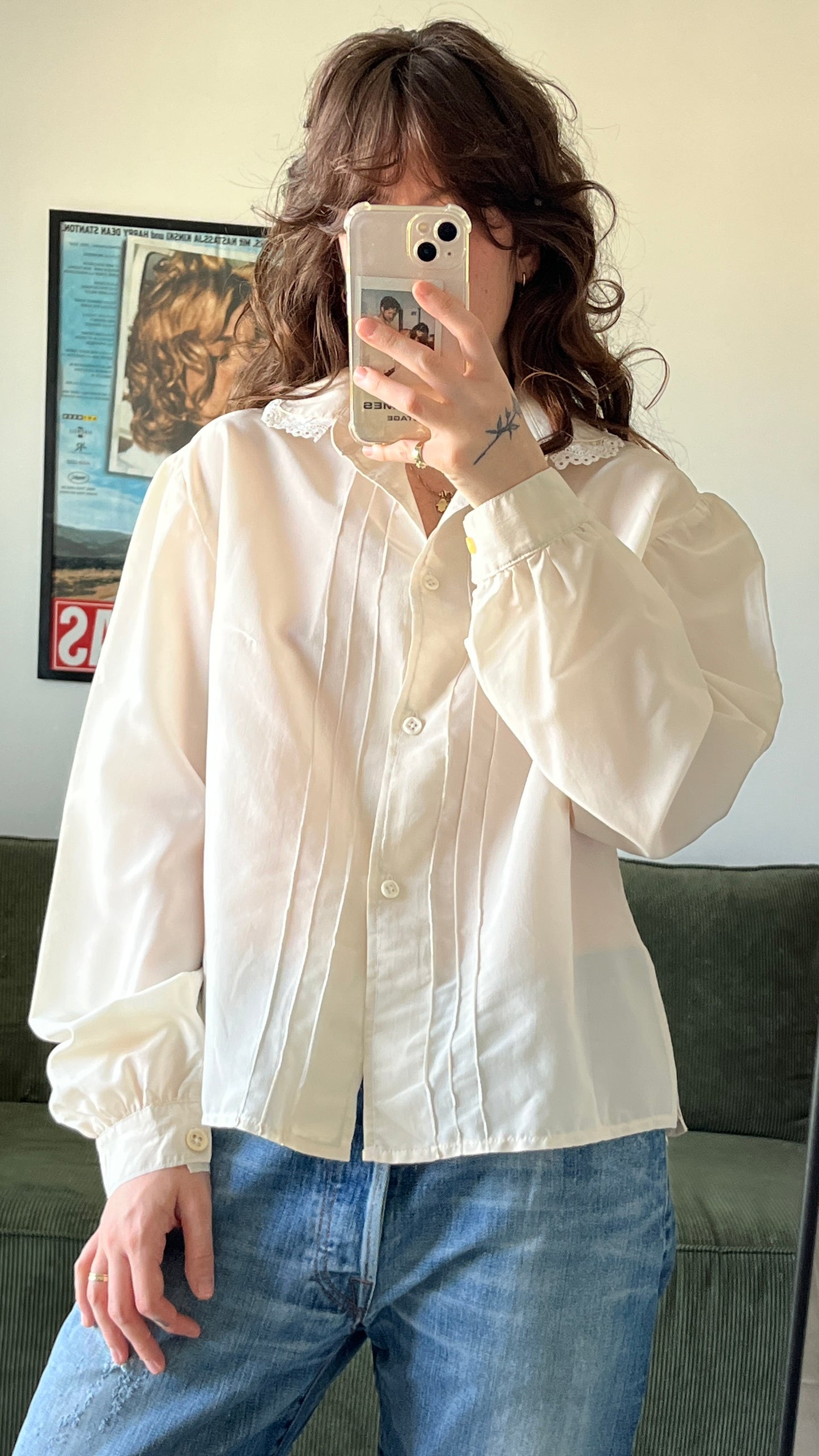 Cream Peter Pan Collar Button-Down Shirt
