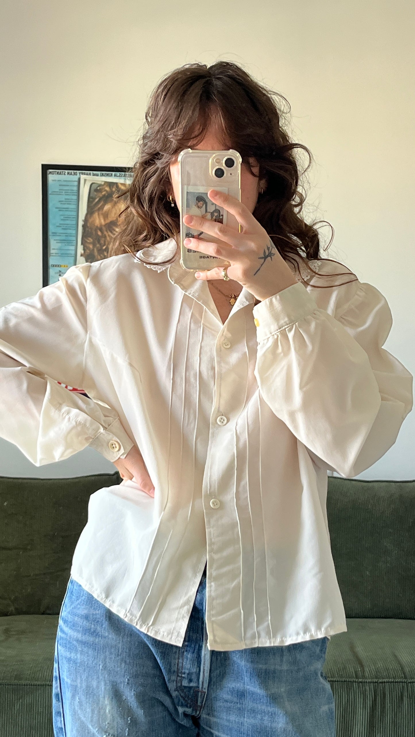 Cream Peter Pan Collar Button-Down Shirt