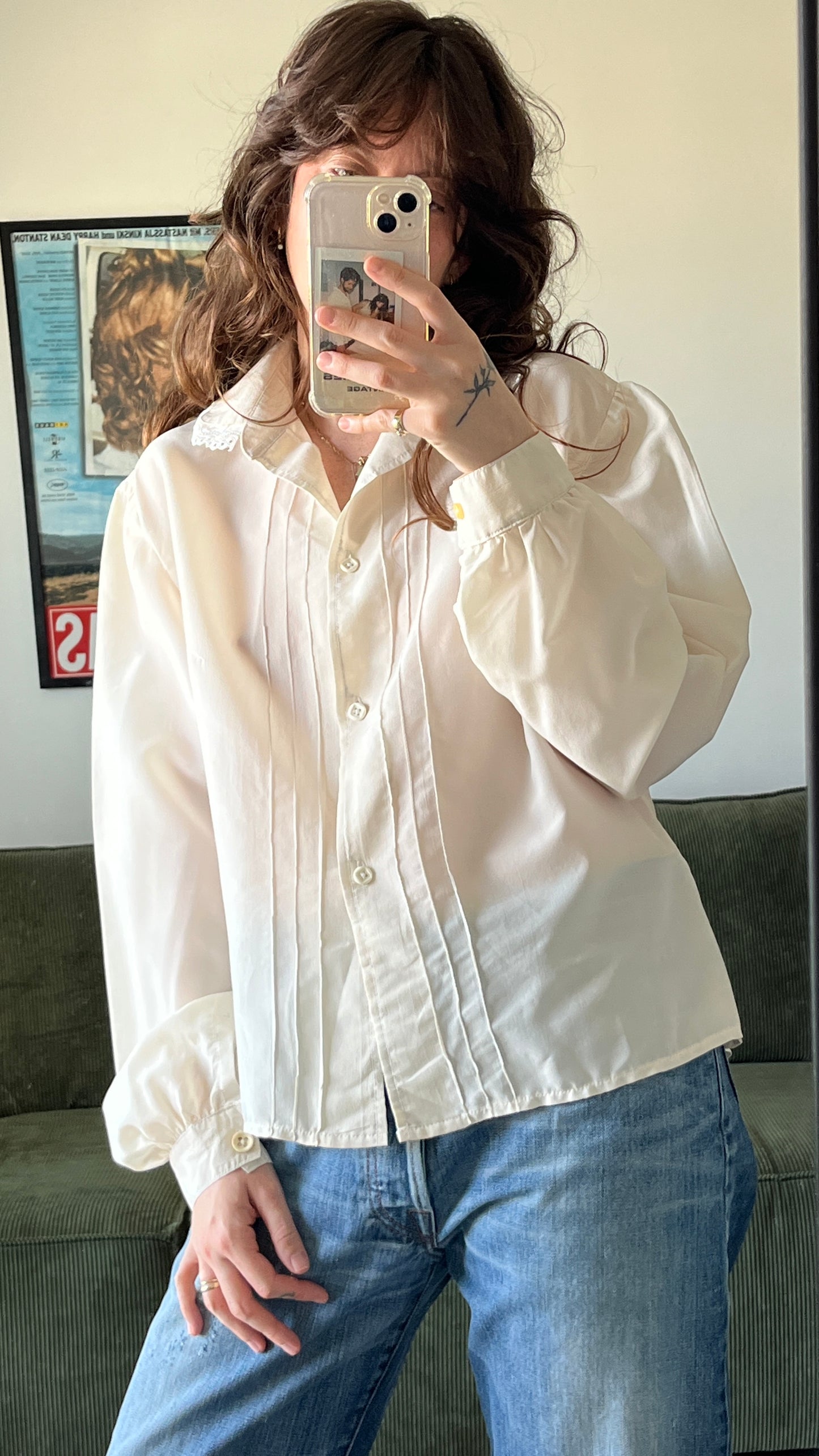 Cream Peter Pan Collar Button-Down Shirt