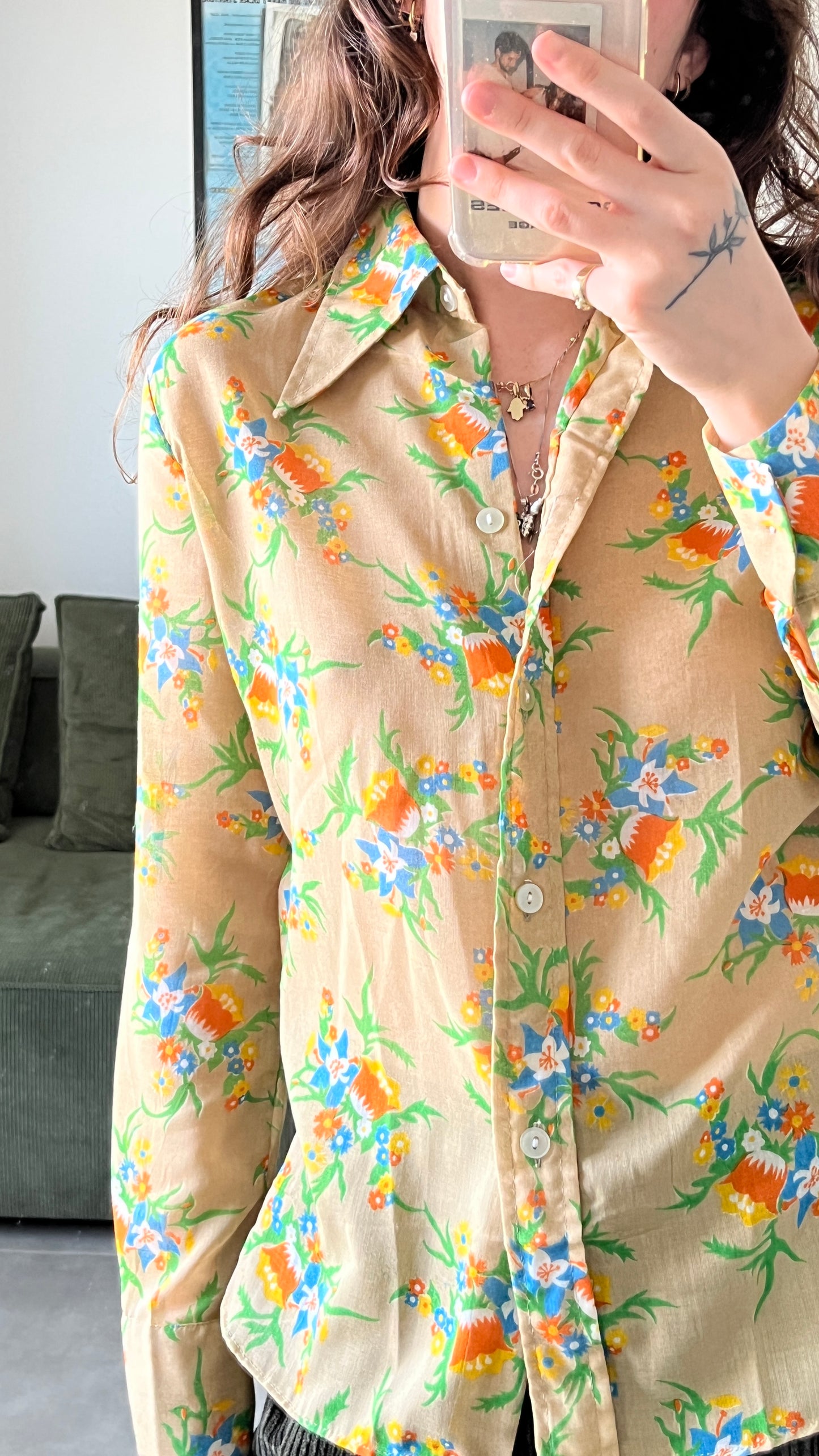 70s Floral Button-Down Shirt