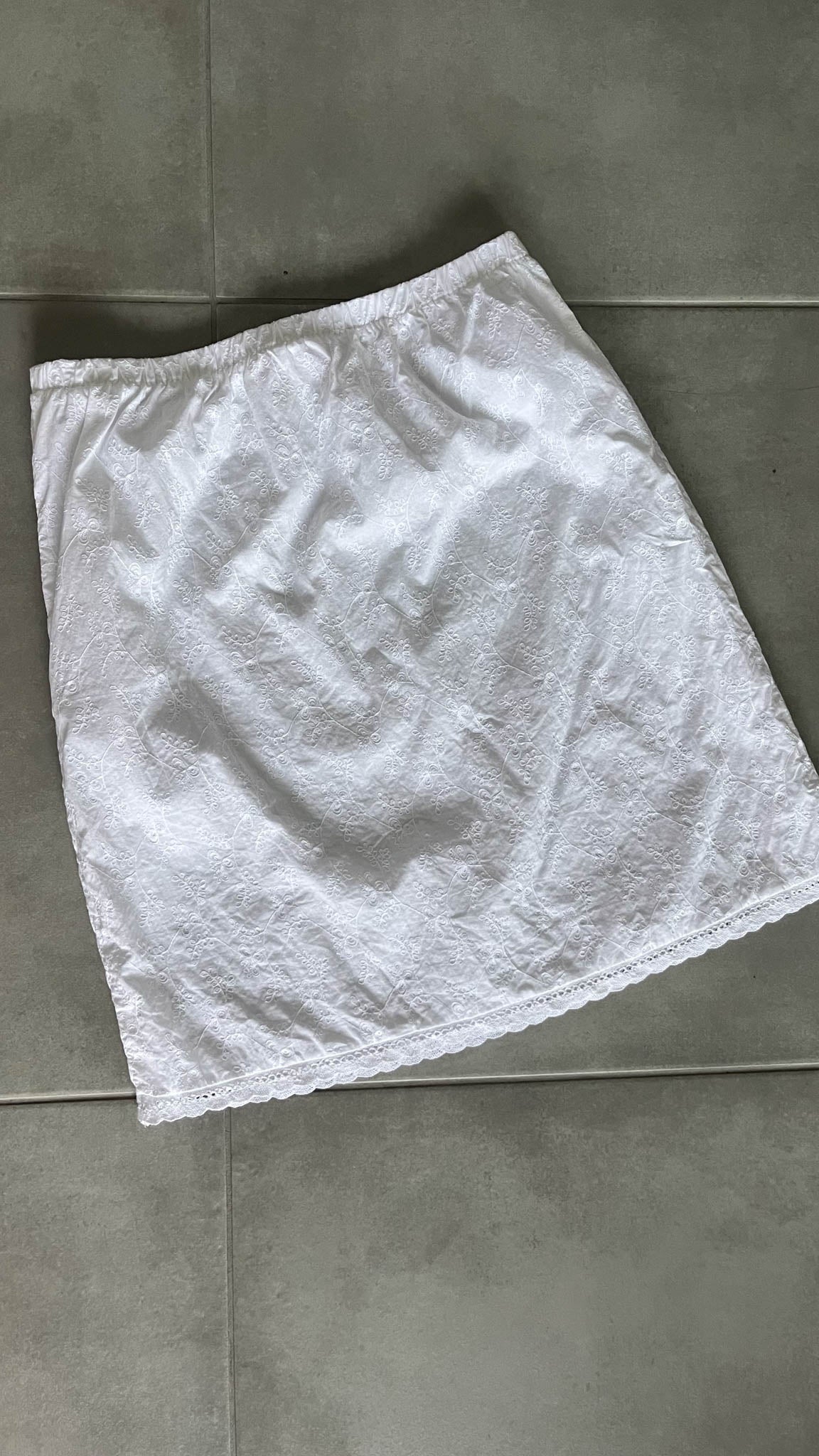 Handmade White Cotton Midi Skirt