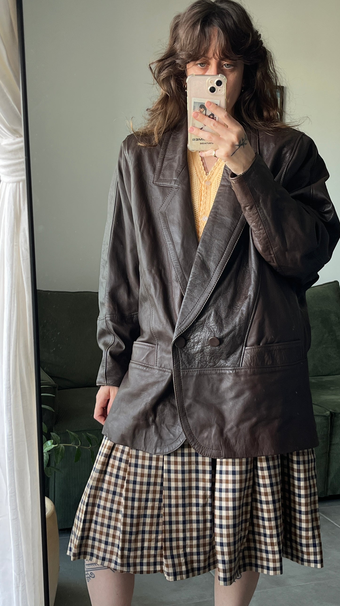 Chocolate Brown Leather Coat 80s