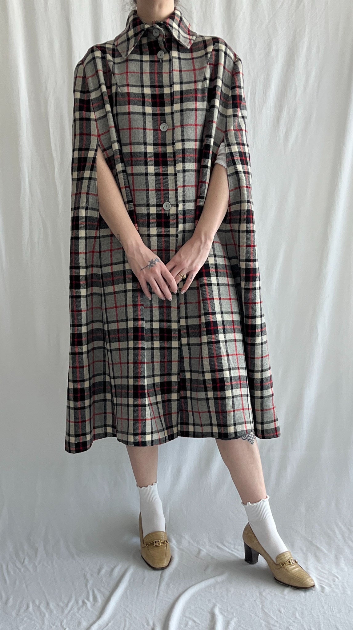 Plaid Wool Cape