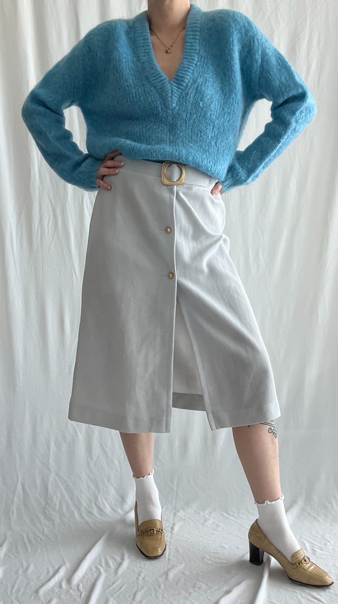 Light Blue Puff Sweater