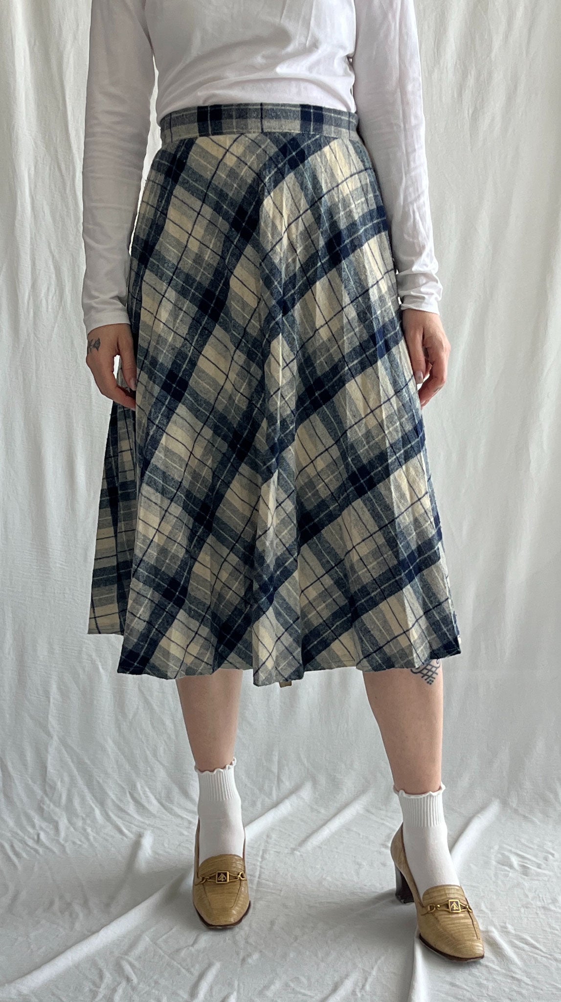 Pleated Plaid Skirt