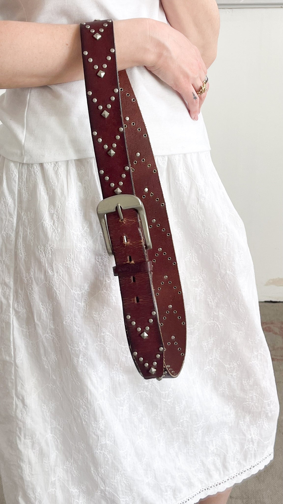 Leather Studded Belt by Pierre Cardin