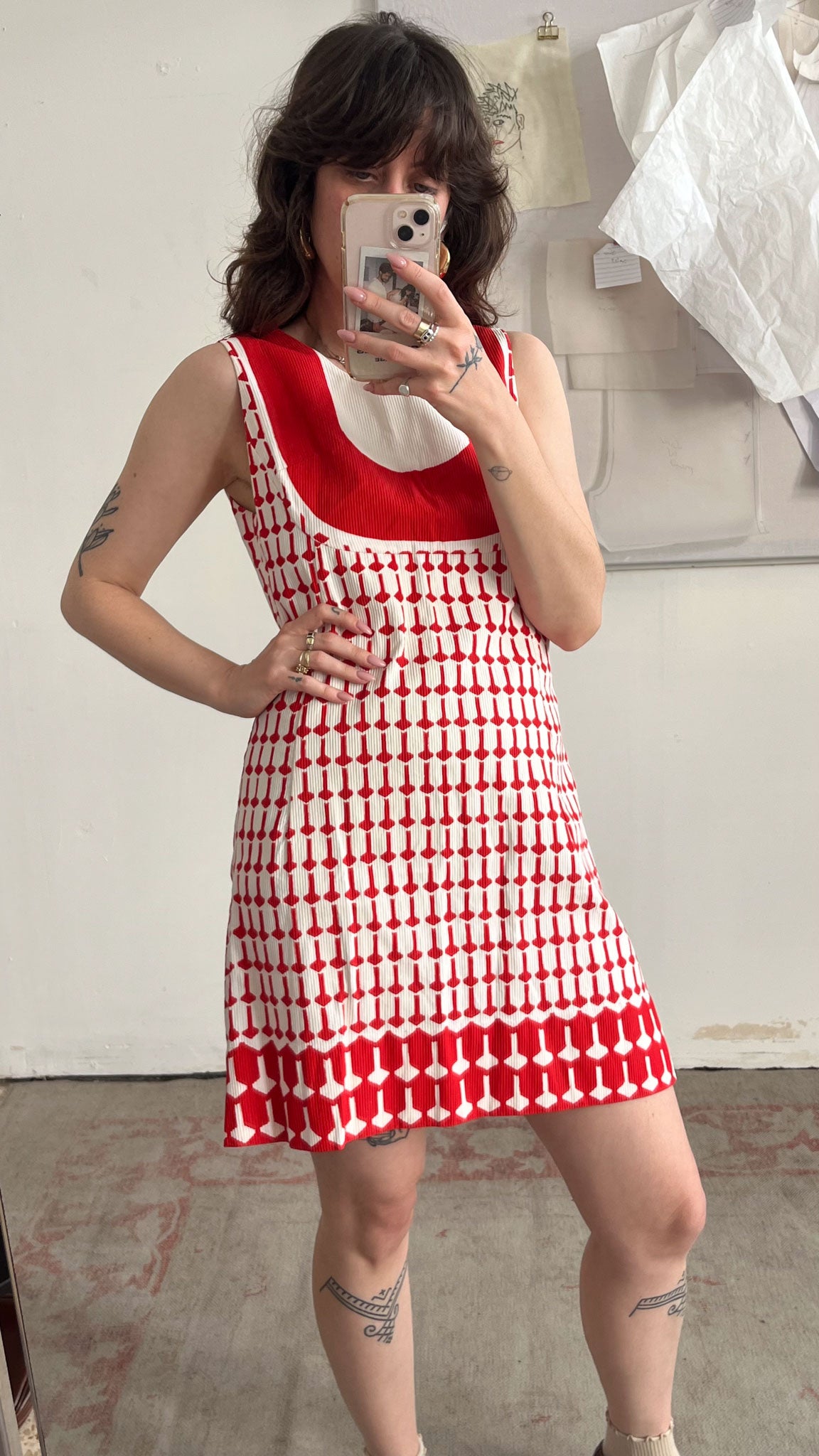 70s Red and White Mini Dress