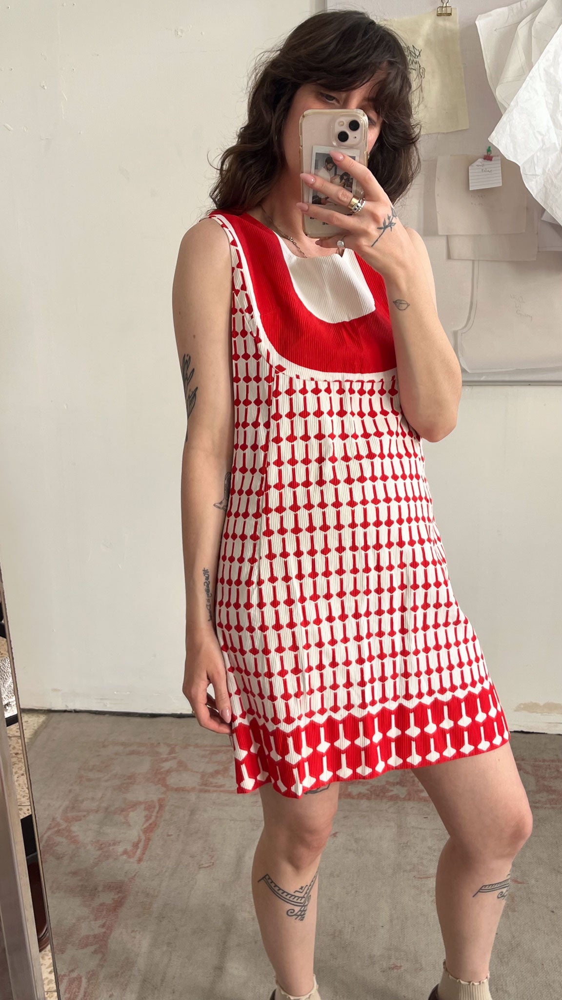 70s Red and White Mini Dress
