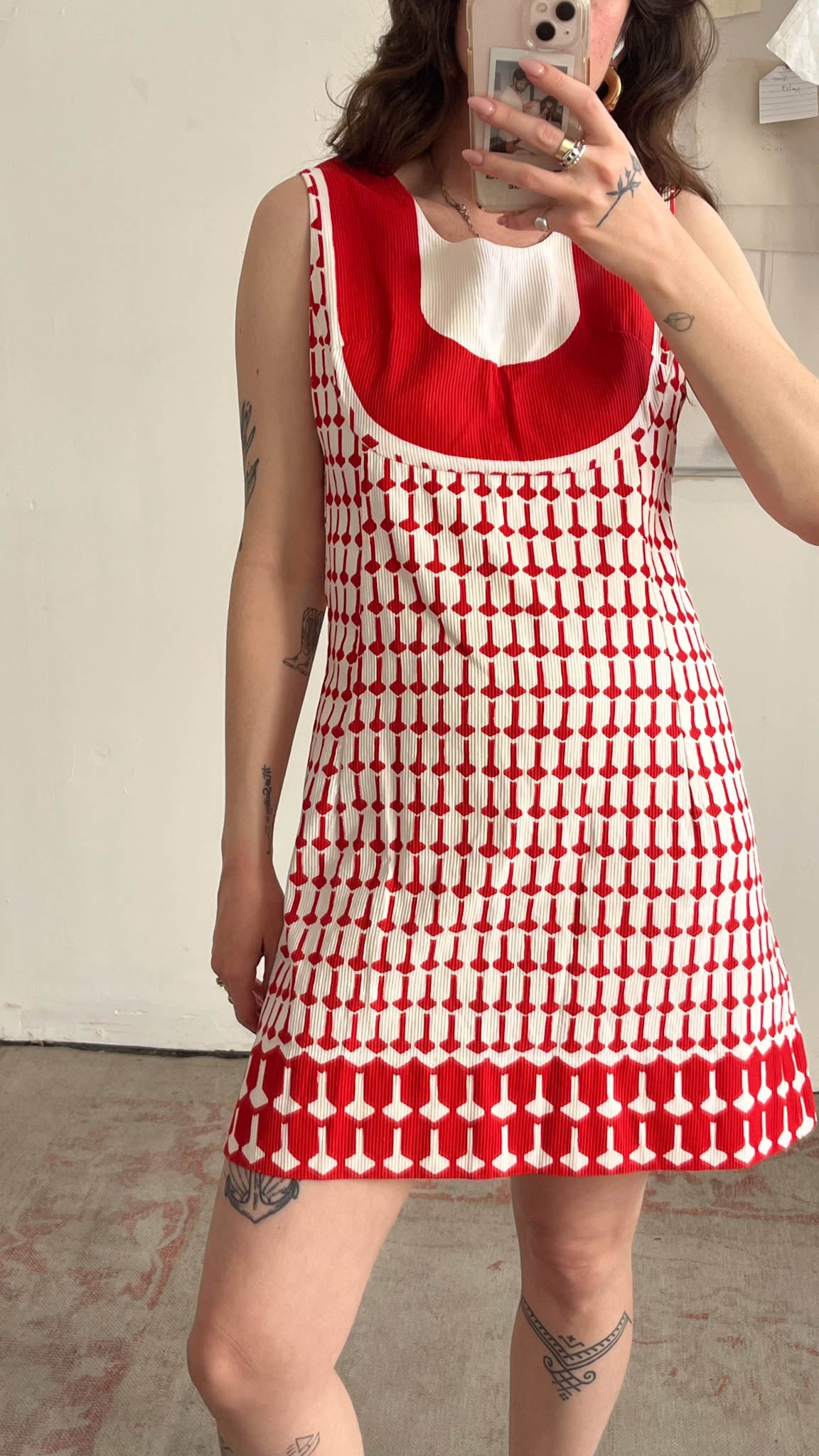 70s Red and White Mini Dress