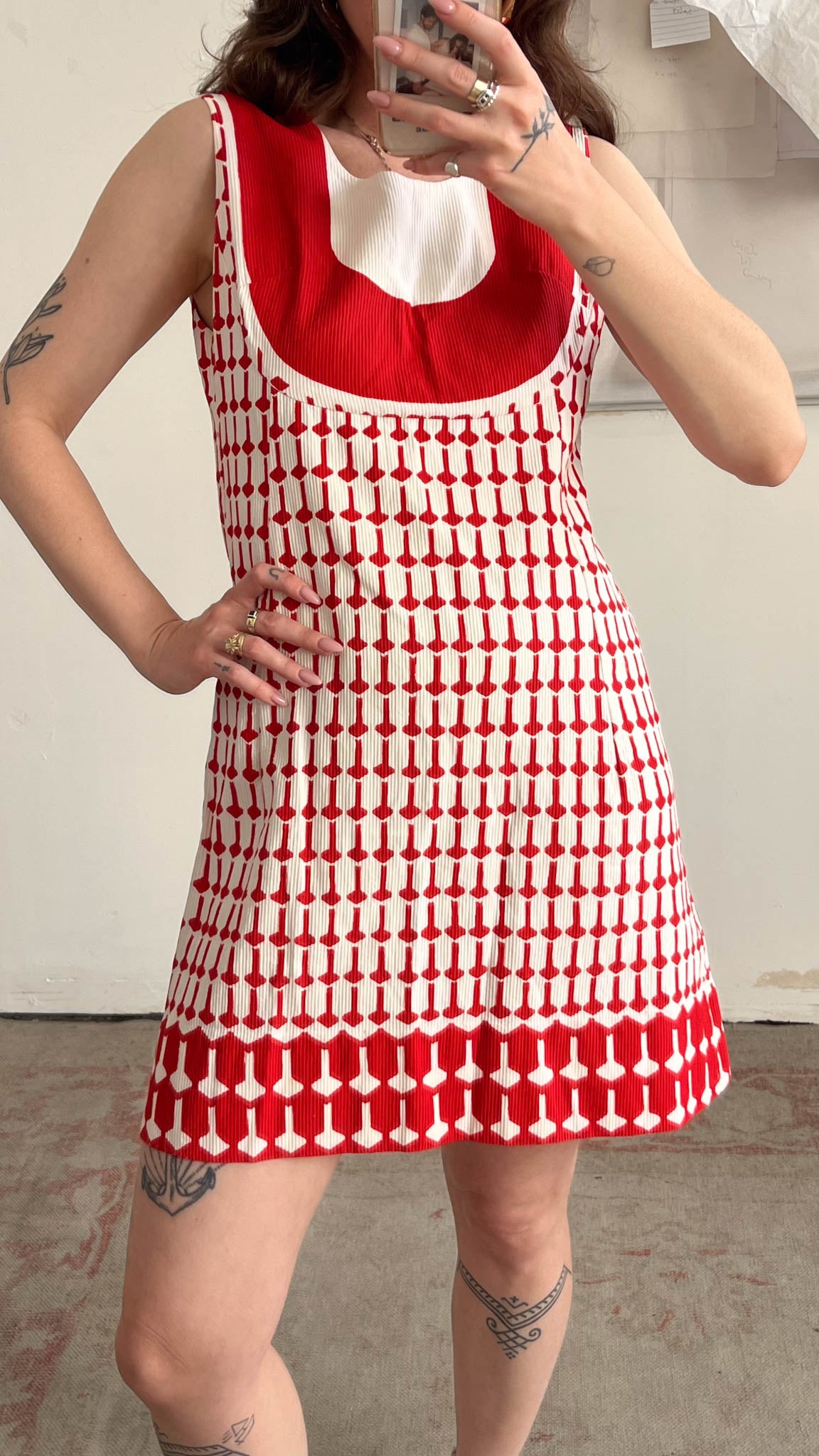 70s Red and White Mini Dress