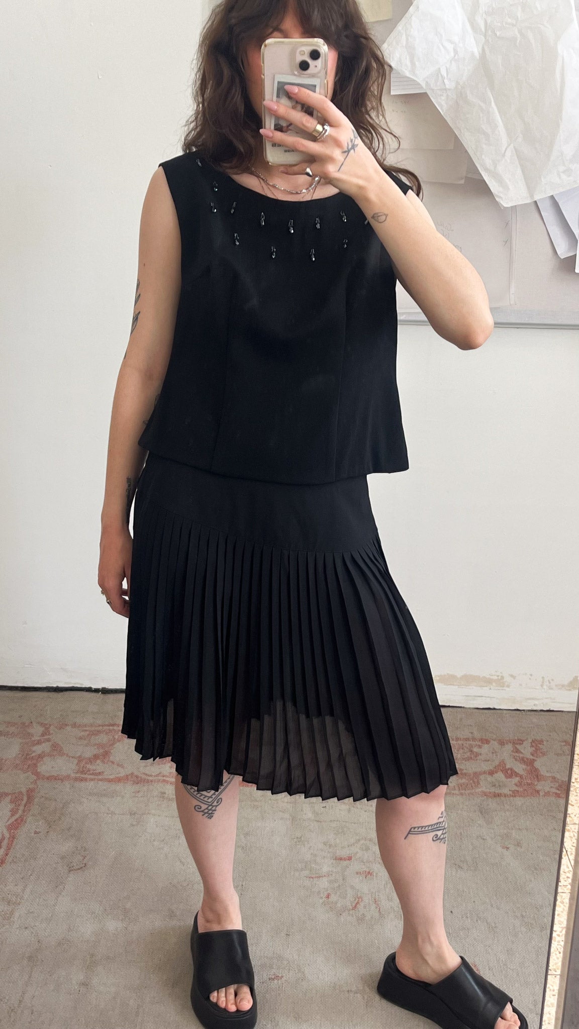 Black Beaded Embroidered Shirt