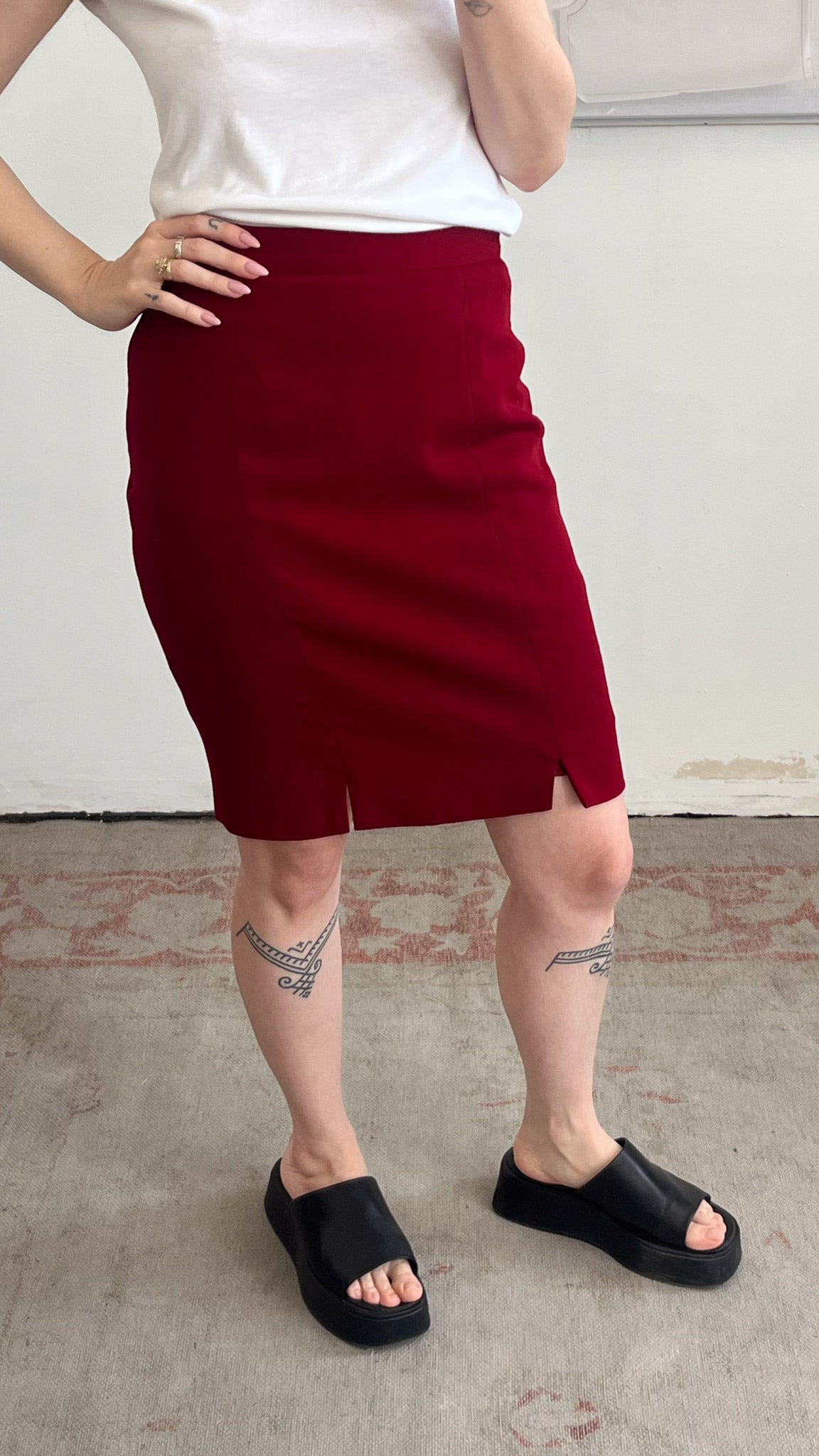 Burgundy Mini Skirt 90s
