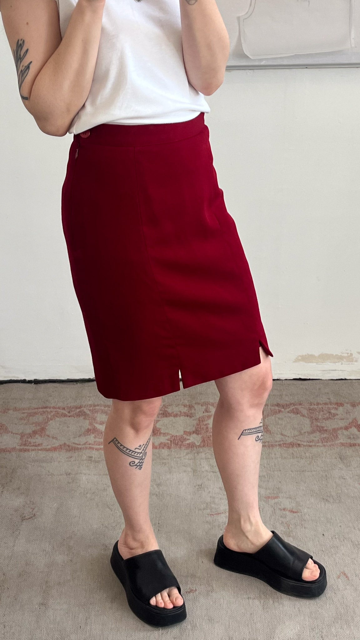 Burgundy Mini Skirt 90s