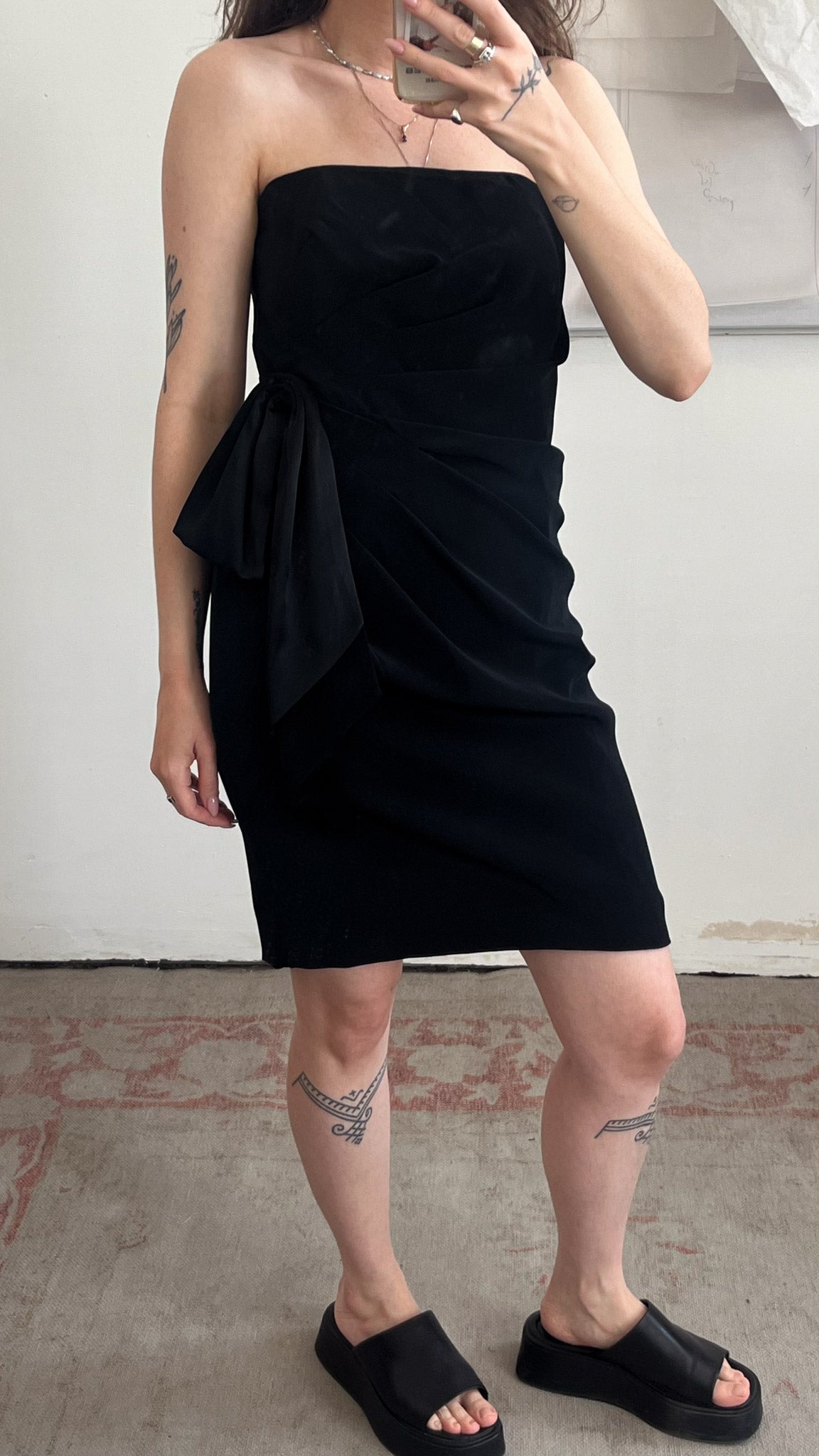 Black Strapless Mini Evening Dress by Nipon Night 80s
