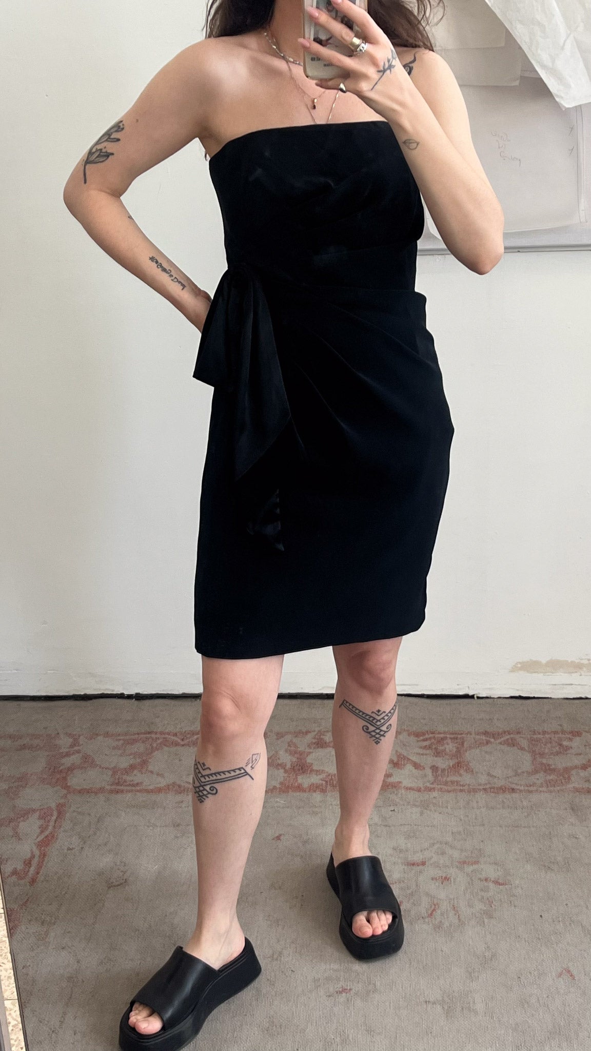 Black Strapless Mini Evening Dress by Nipon Night 80s