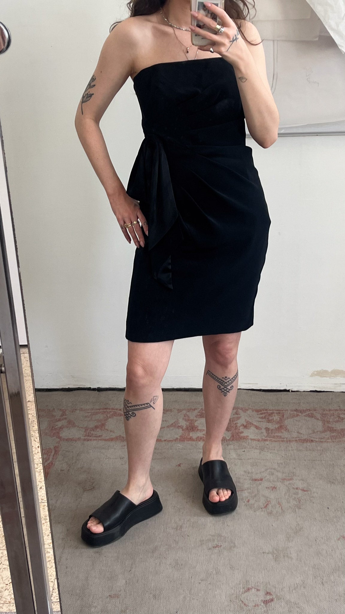 Black Strapless Mini Evening Dress by Nipon Night 80s