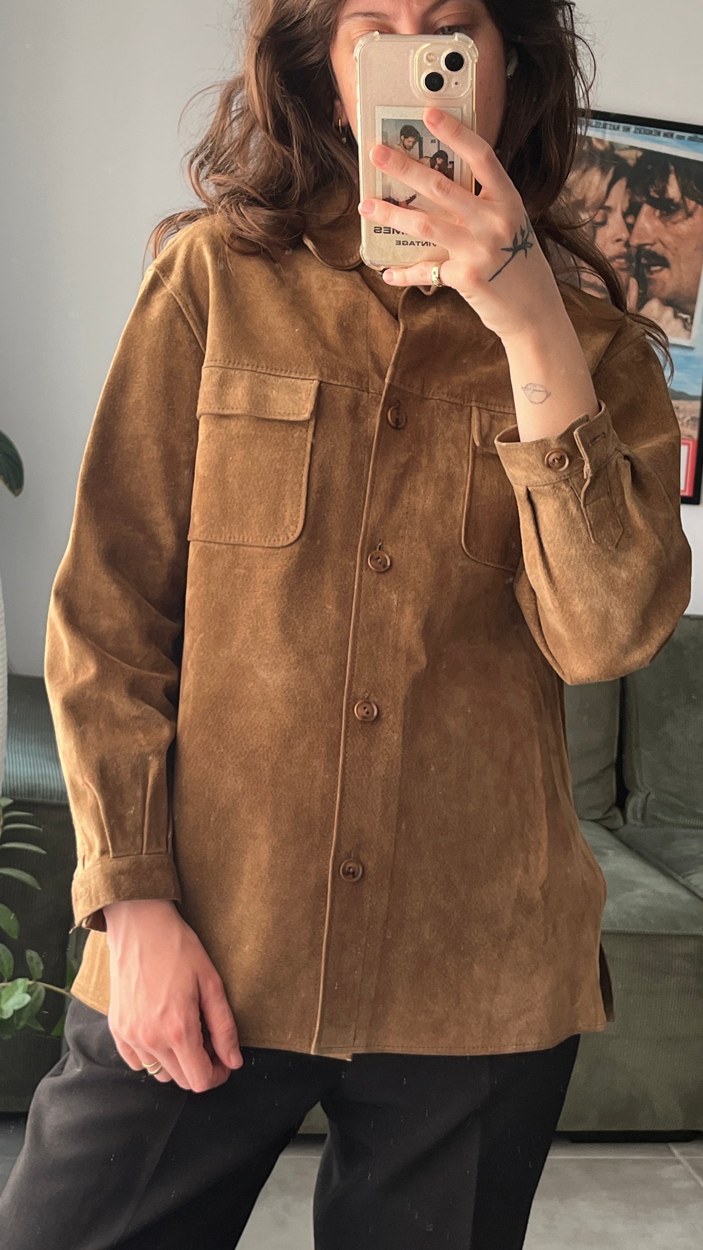 Suede Jacket Shirt Beged Or