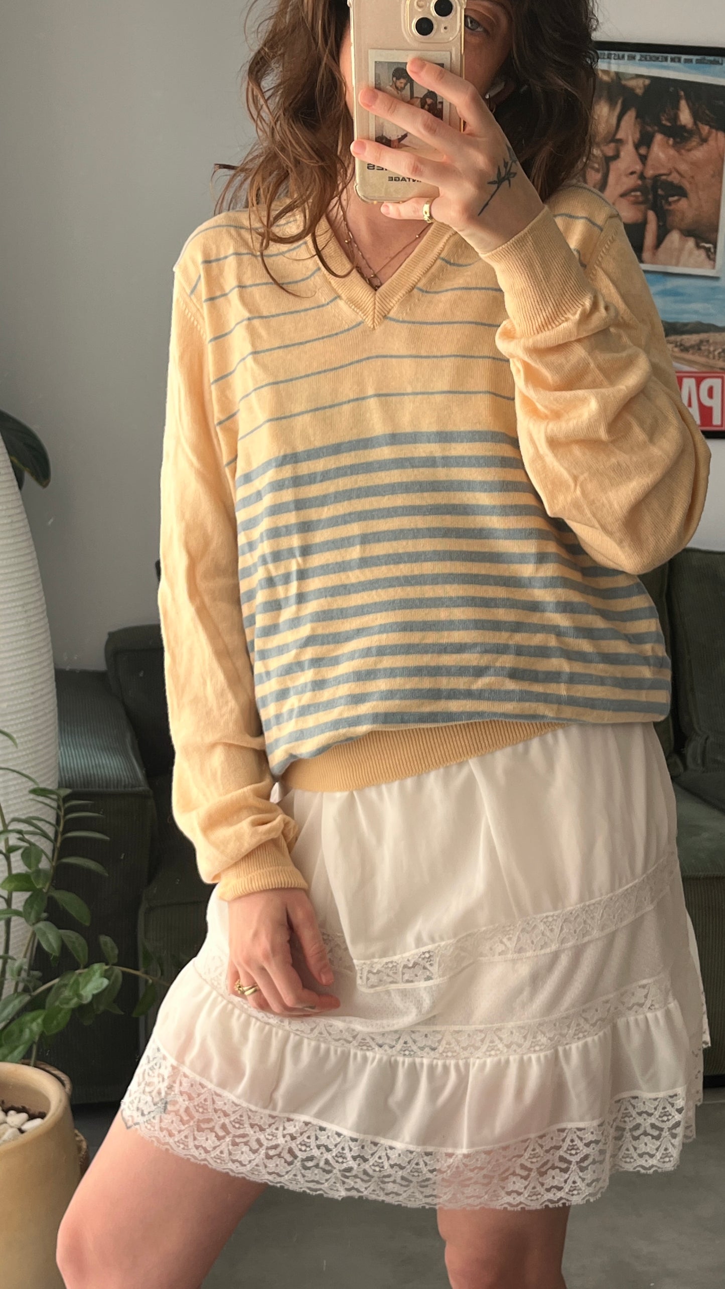 Thin Striped V-Neck Sweater