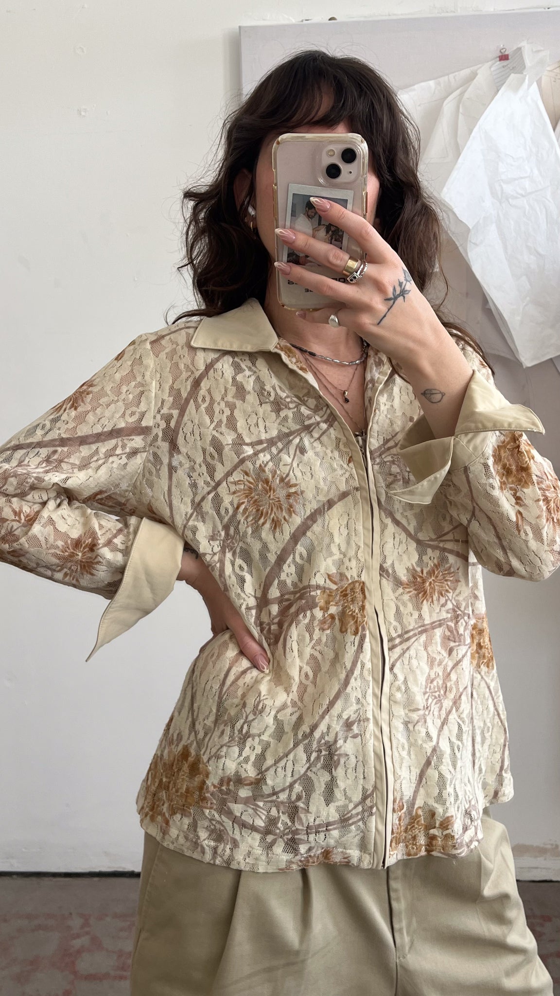 Lace Zip Shirt Y2K