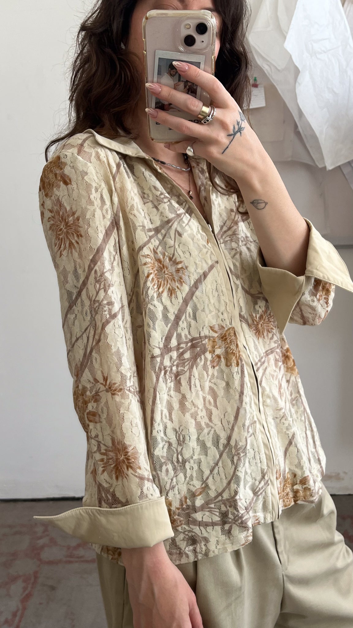 Lace Zip Shirt Y2K