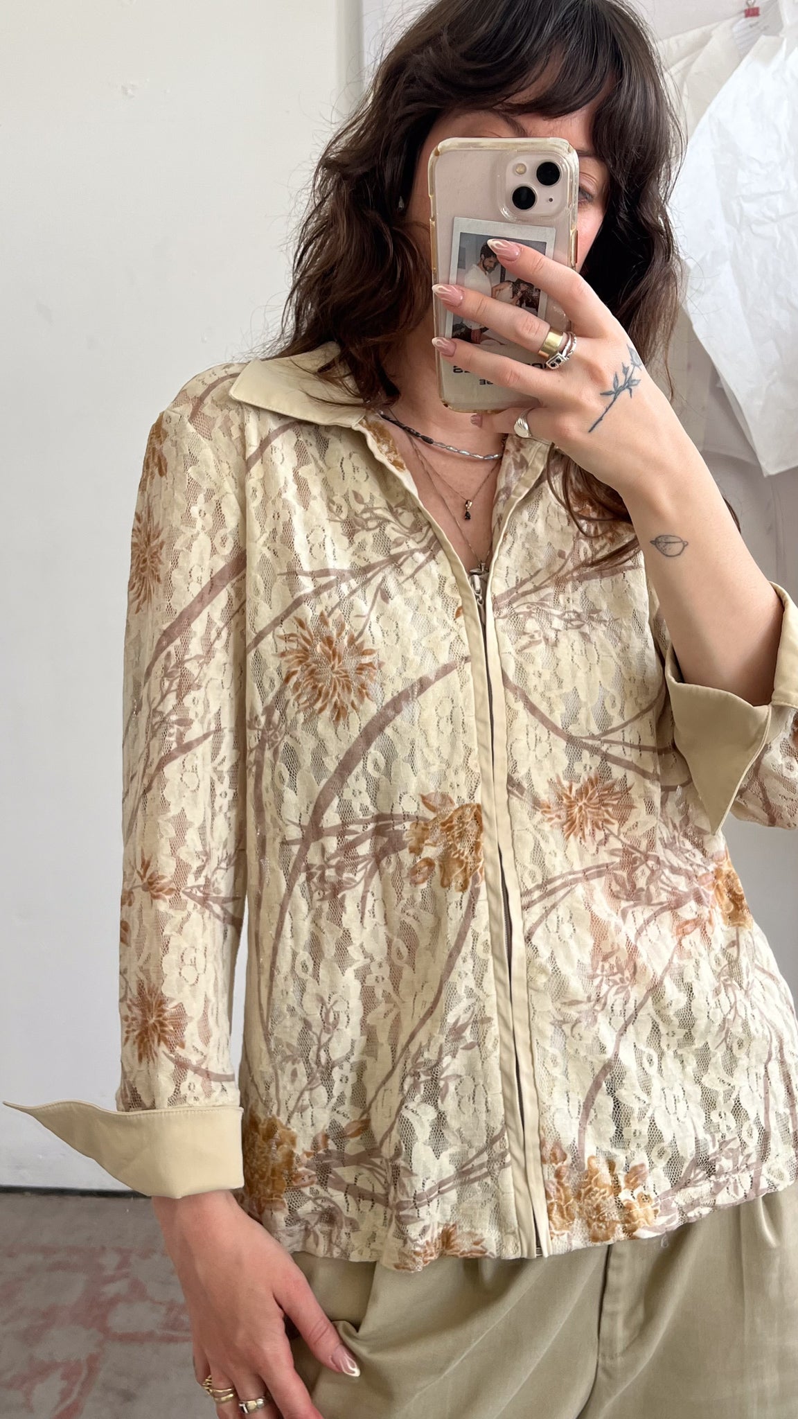Lace Zip Shirt Y2K