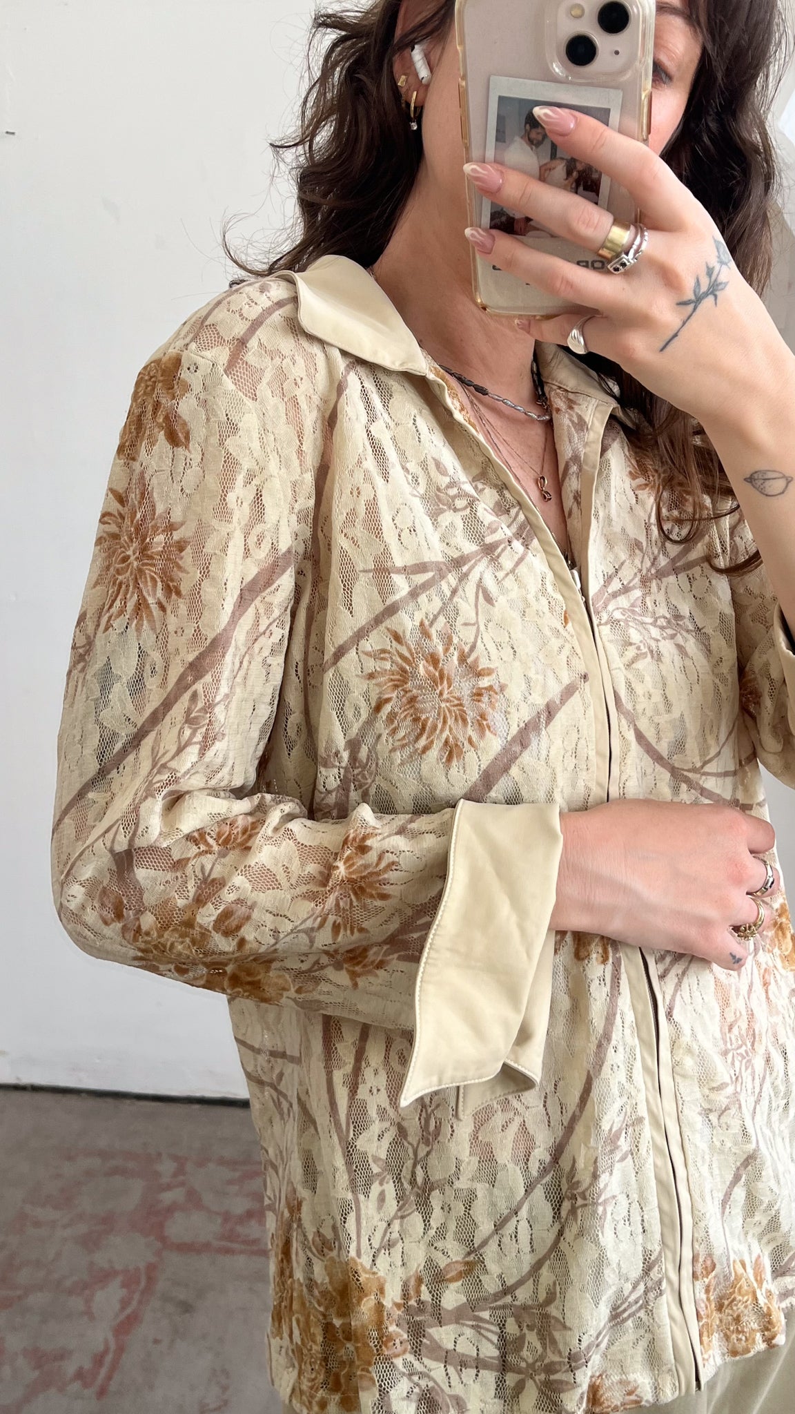 Lace Zip Shirt Y2K