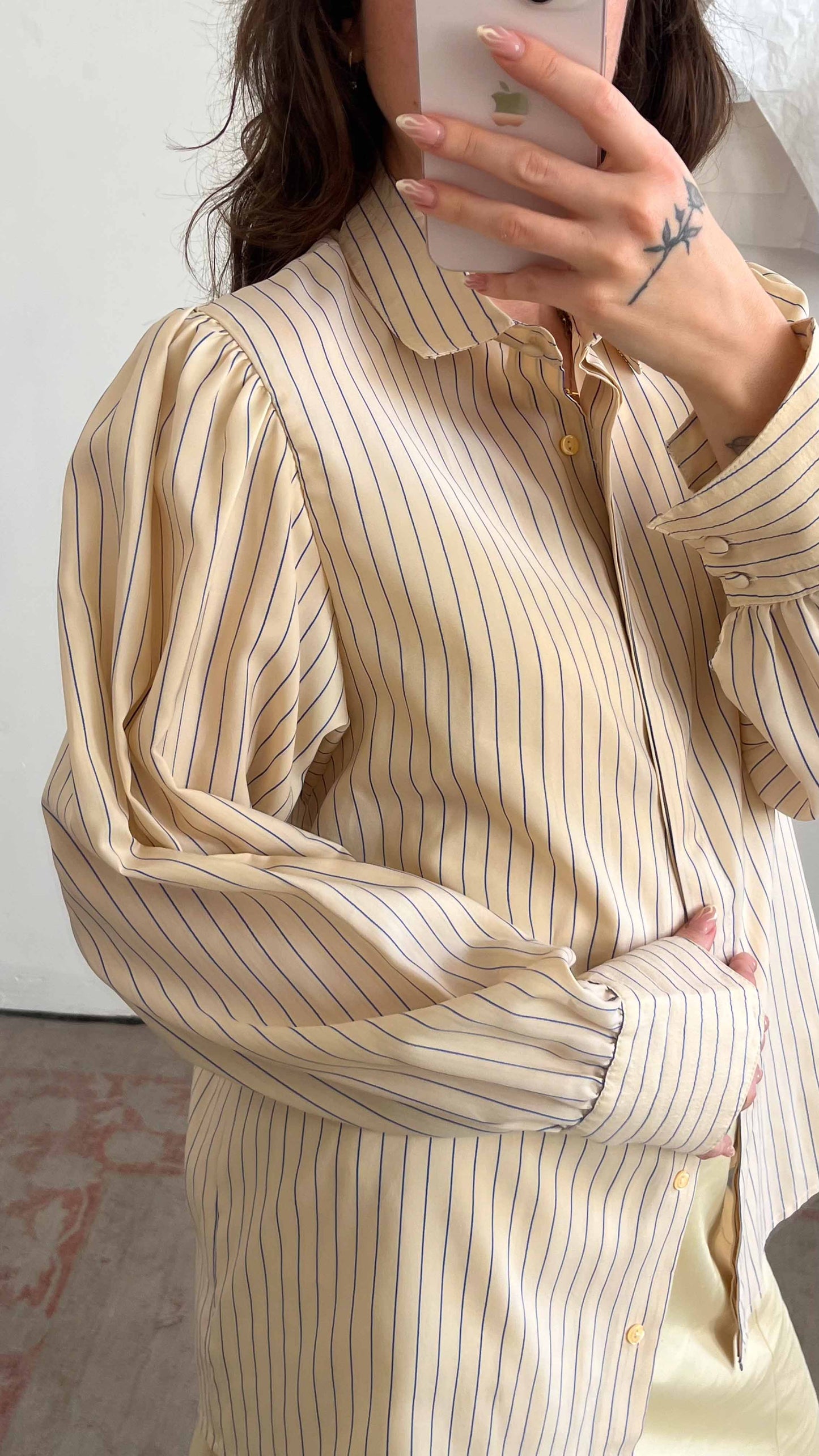 Cream Striped Button-up Shirt