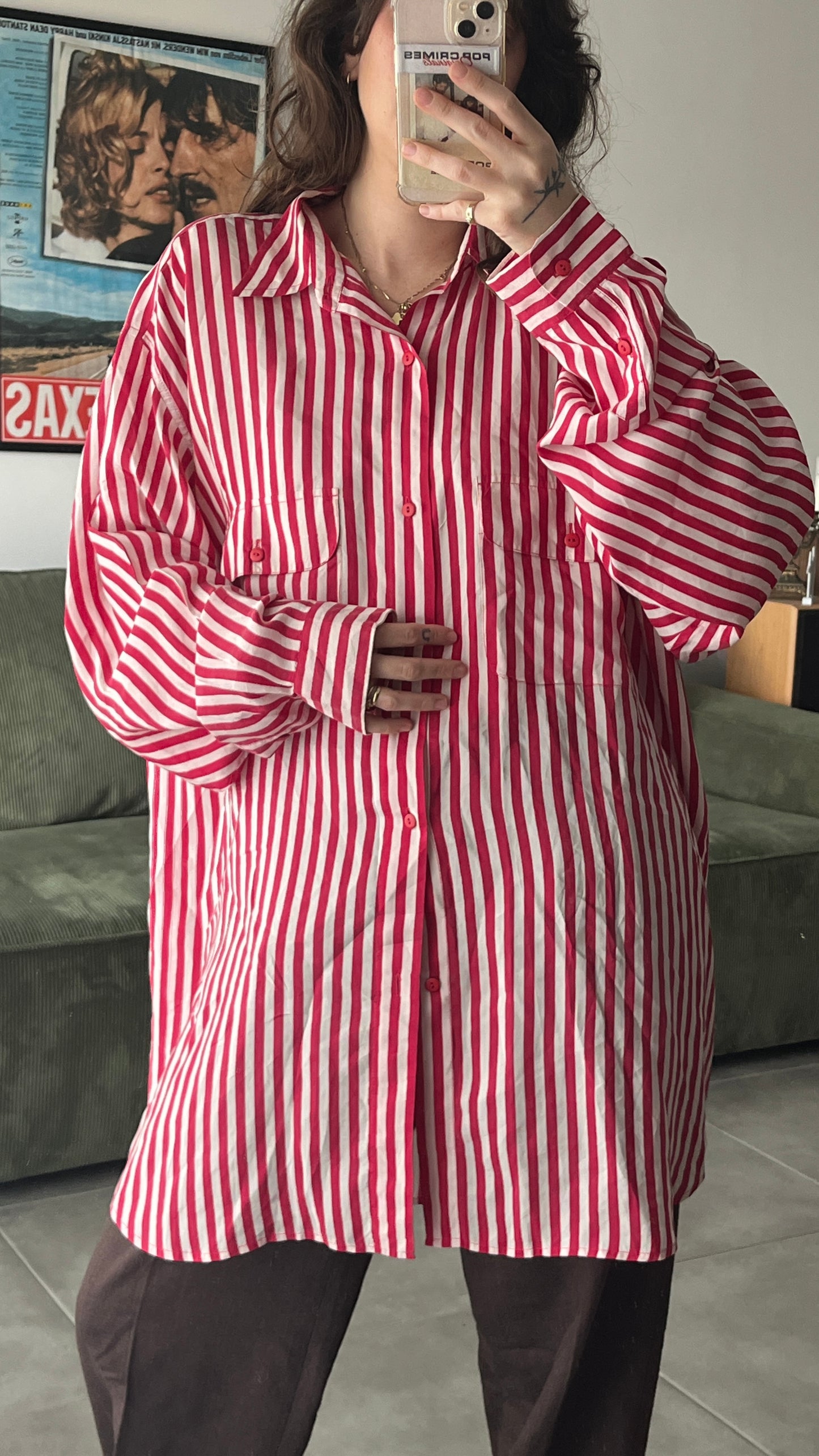 Striped Silk Button-Down Shirt