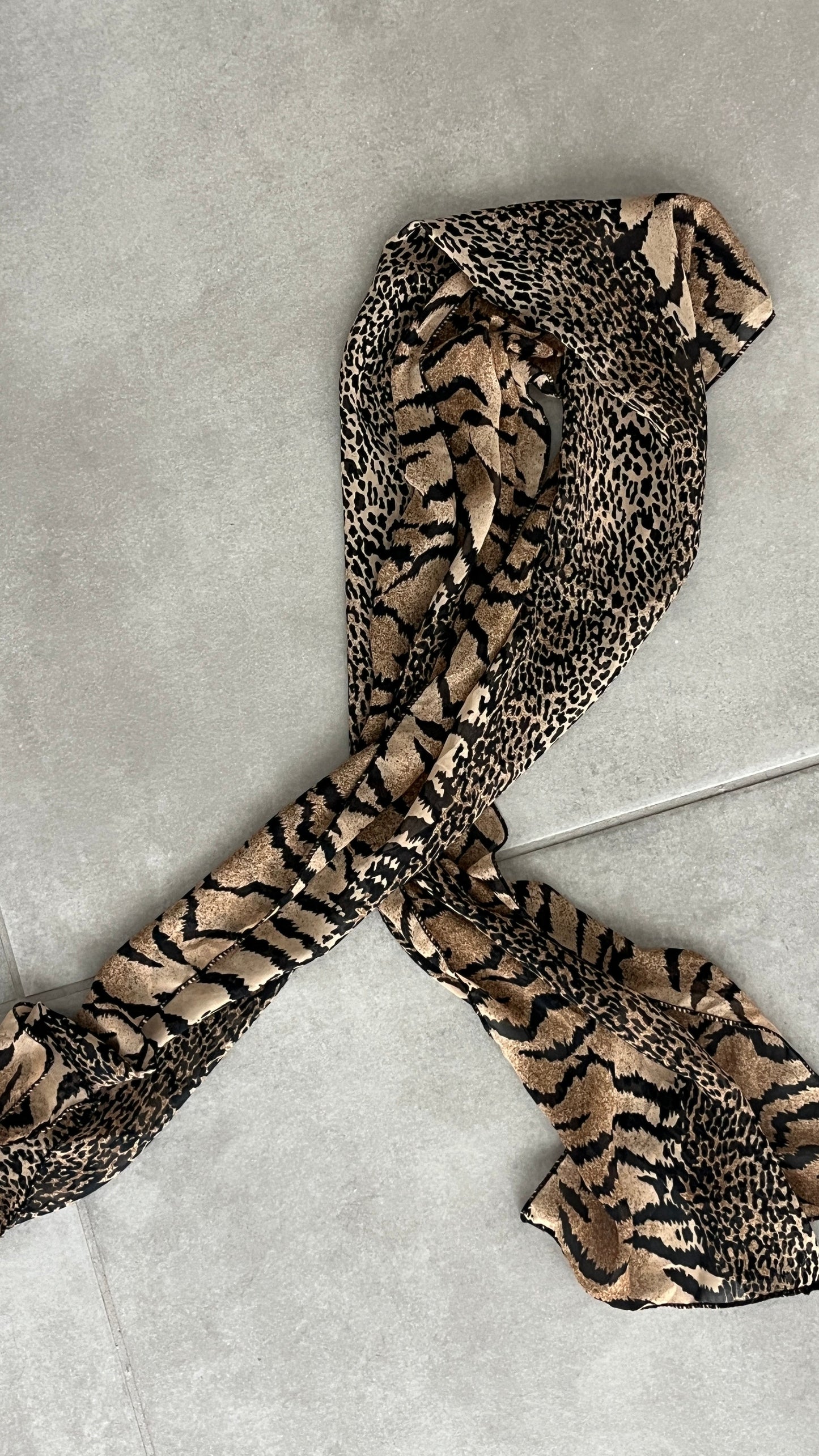Straight Leopard Chiffon Scarf
